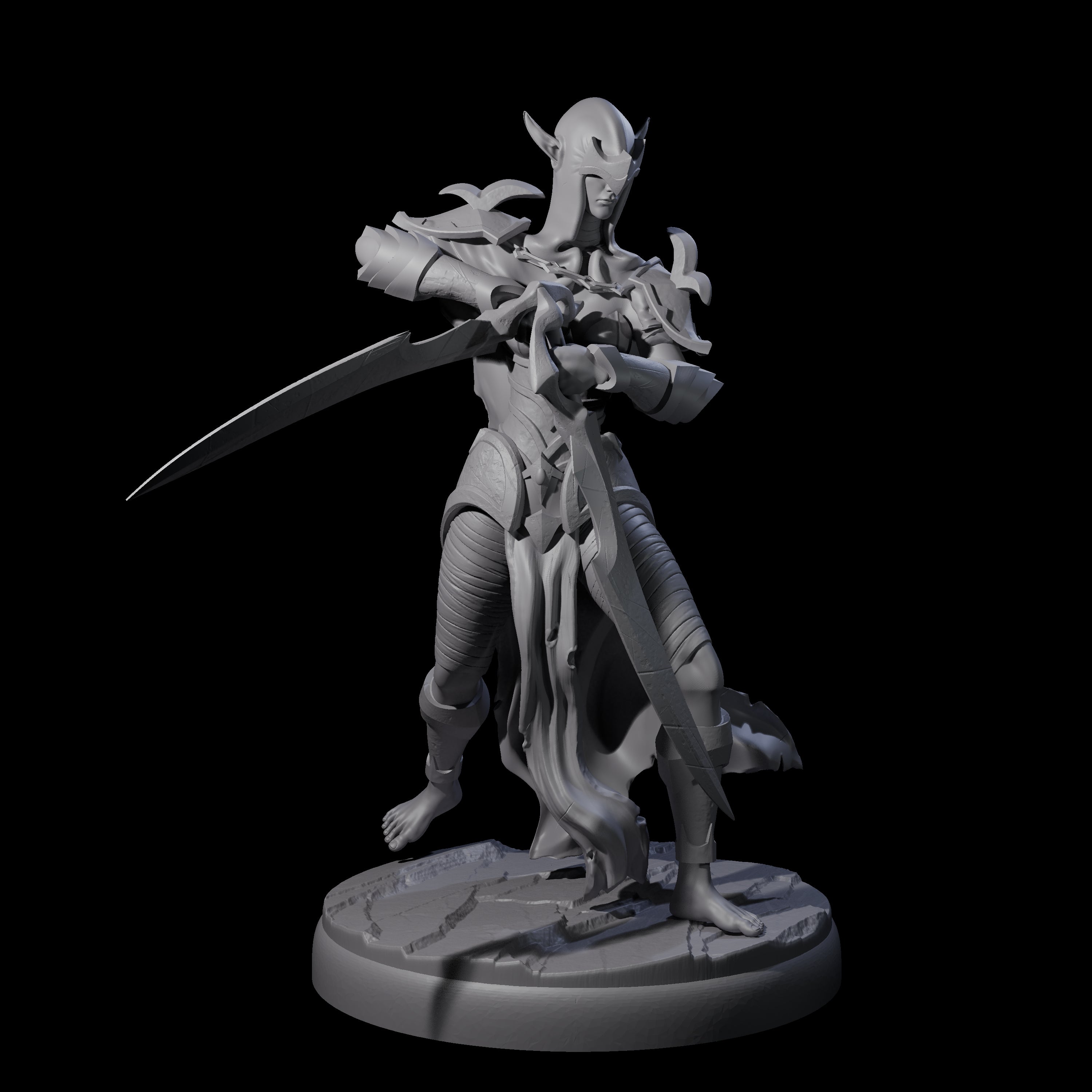 Masked Dark Elf Rogue Company Miniature for Dungeons and Dragons, Pathfinder or other TTRPGs