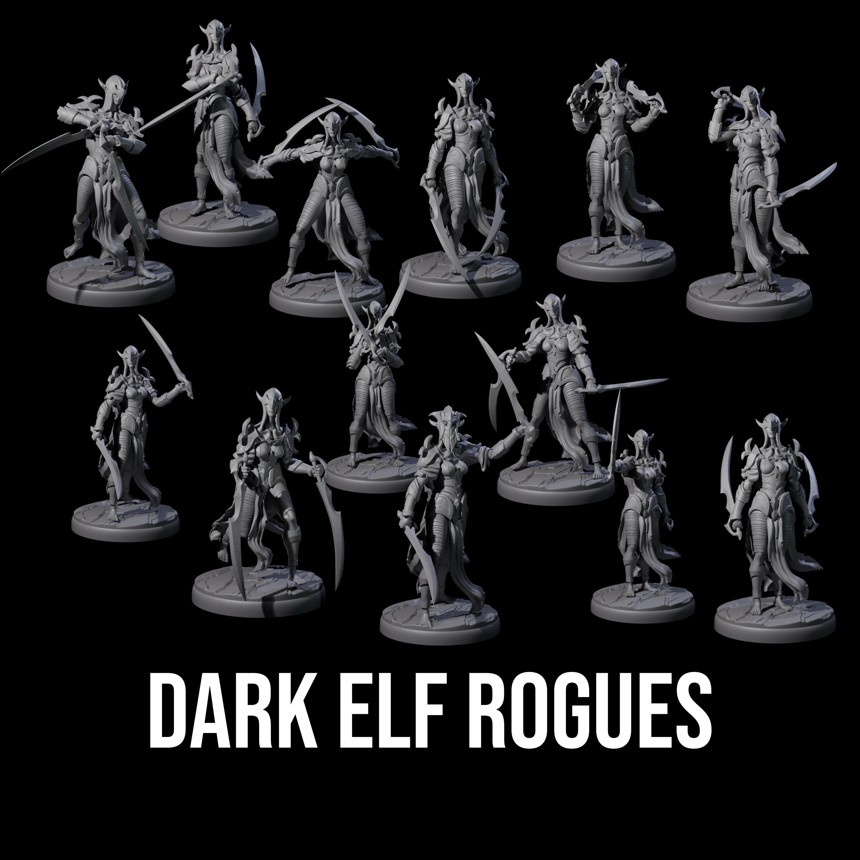 Masked Dark Elf Rogue Company Miniature for Dungeons and Dragons, Pathfinder or other TTRPGs