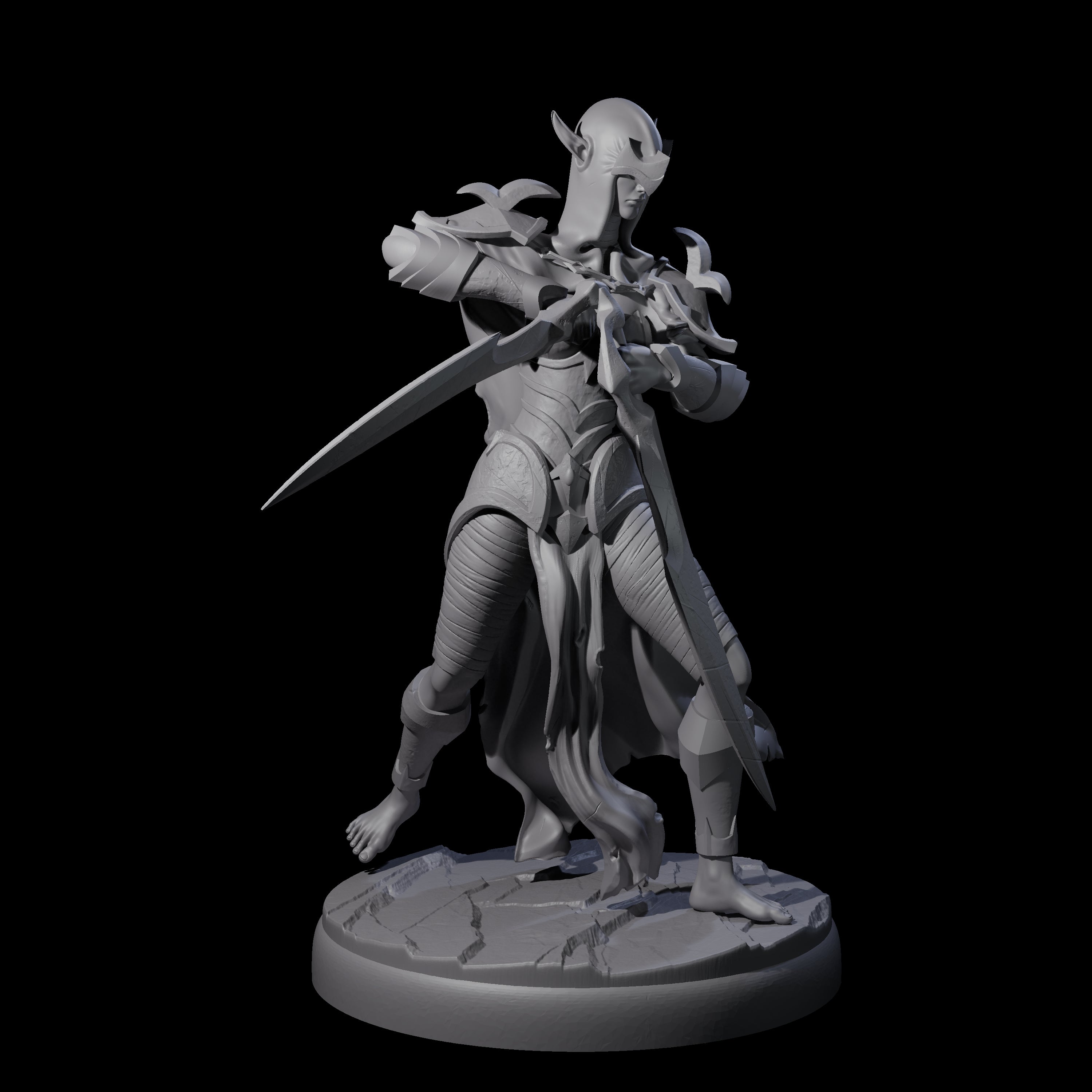 Masked Dark Elf Rogue E Miniature for Dungeons and Dragons, Pathfinder or other TTRPGs
