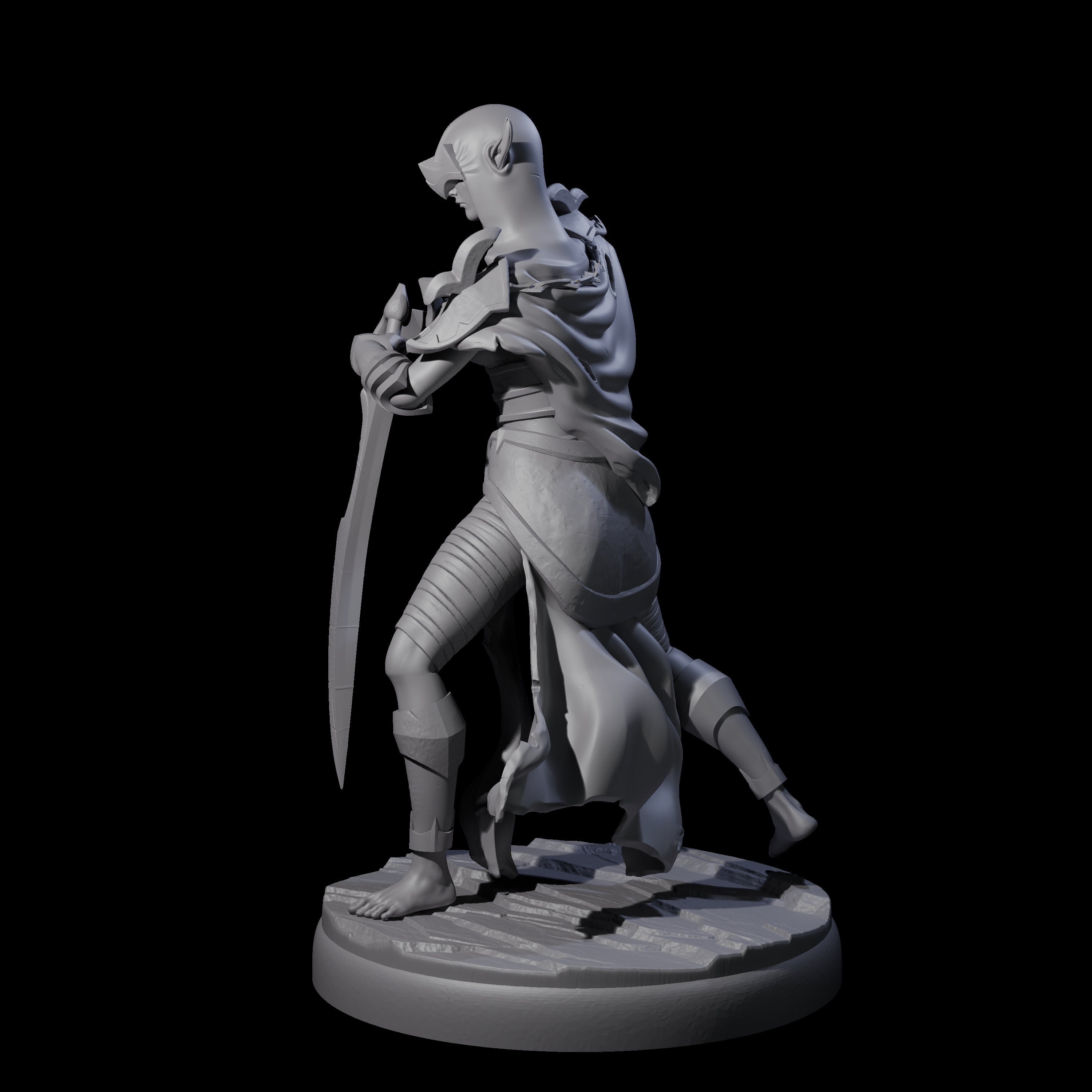 Masked Dark Elf Rogue E Miniature for Dungeons and Dragons, Pathfinder or other TTRPGs