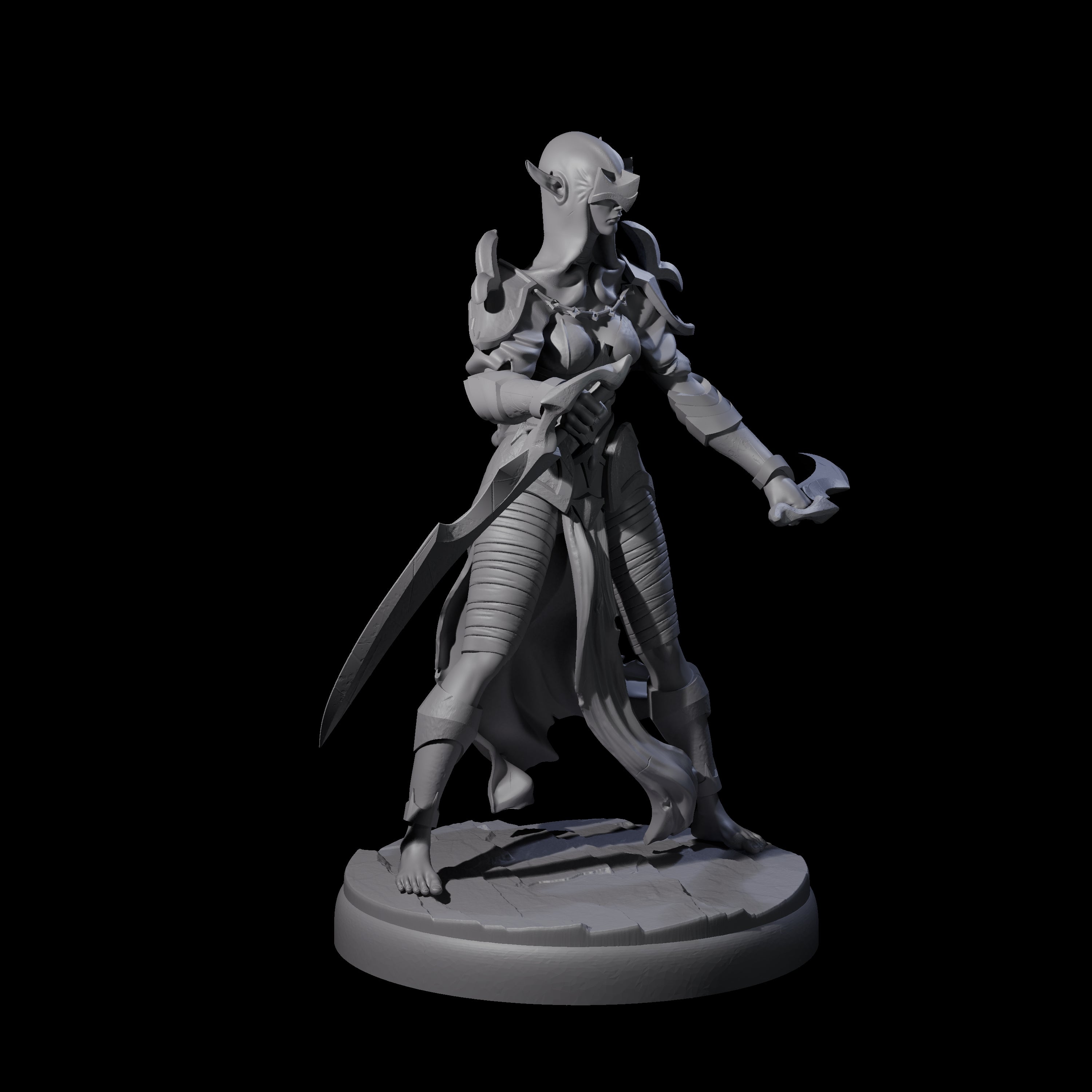 Masked Dark Elf Rogue L Miniature for Dungeons and Dragons, Pathfinder or other TTRPGs