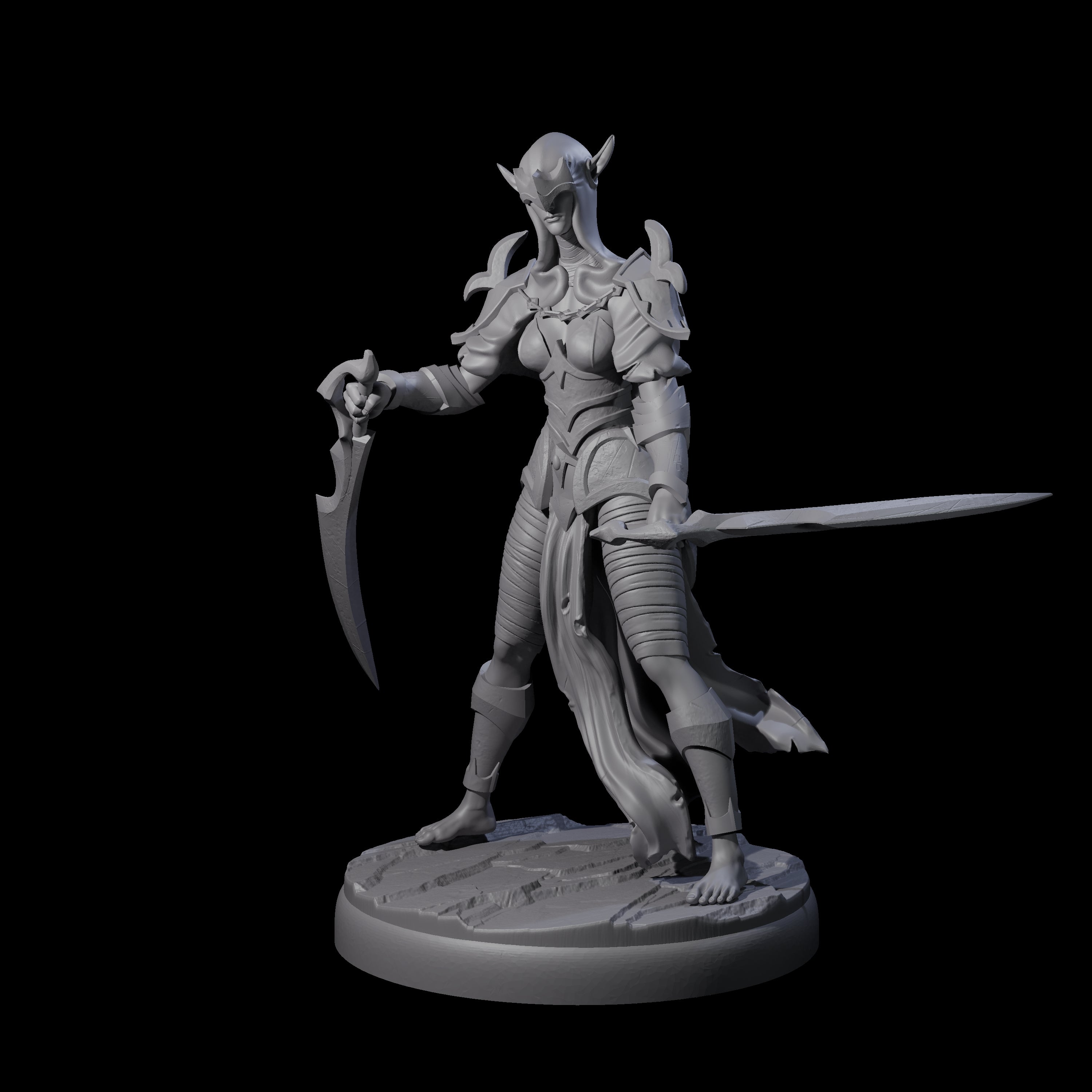 Masked Dark Elf Rogue L Miniature for Dungeons and Dragons, Pathfinder or other TTRPGs