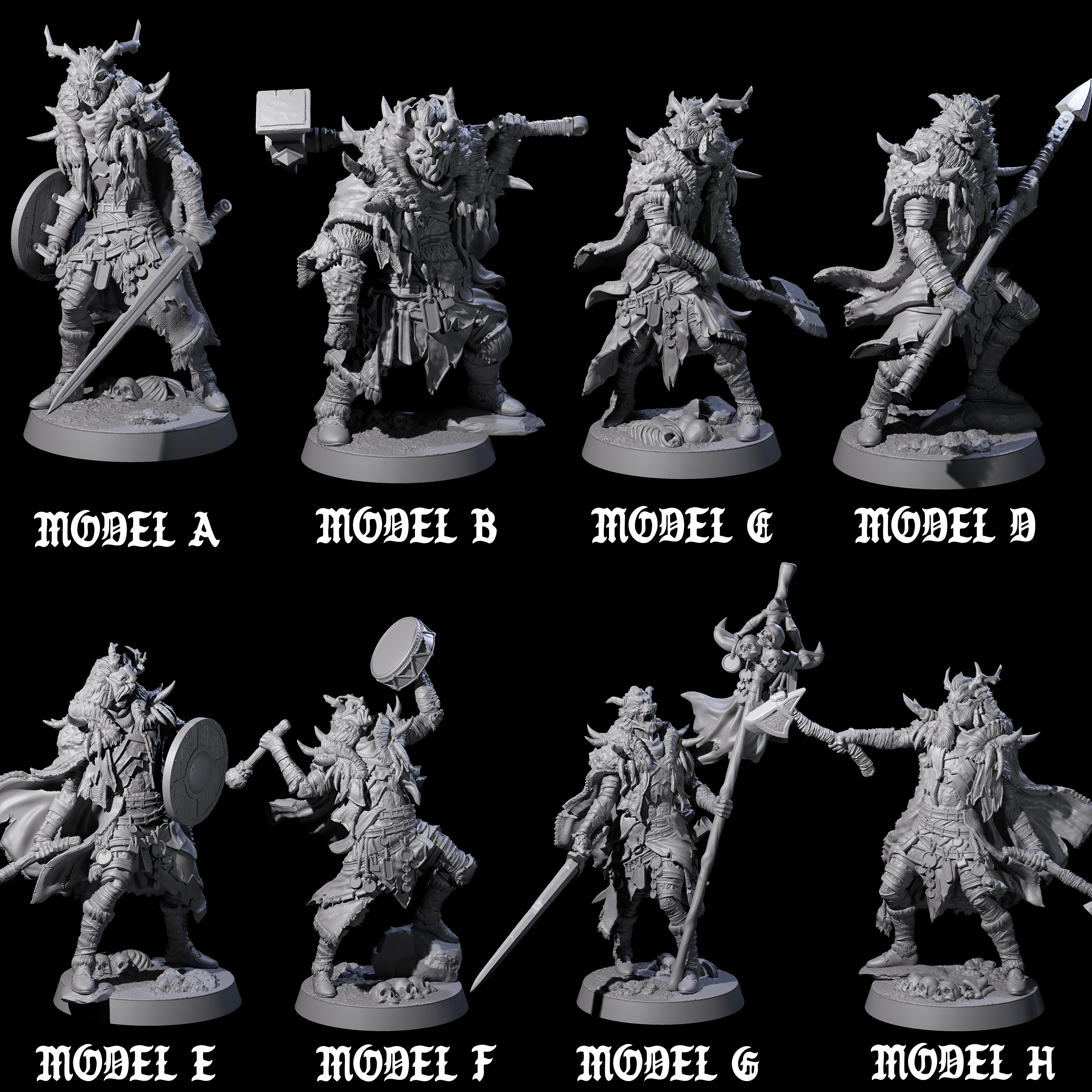 Masked Ice Clan Warriors Miniature for Dungeons and Dragons, Pathfinder or other TTRPGs