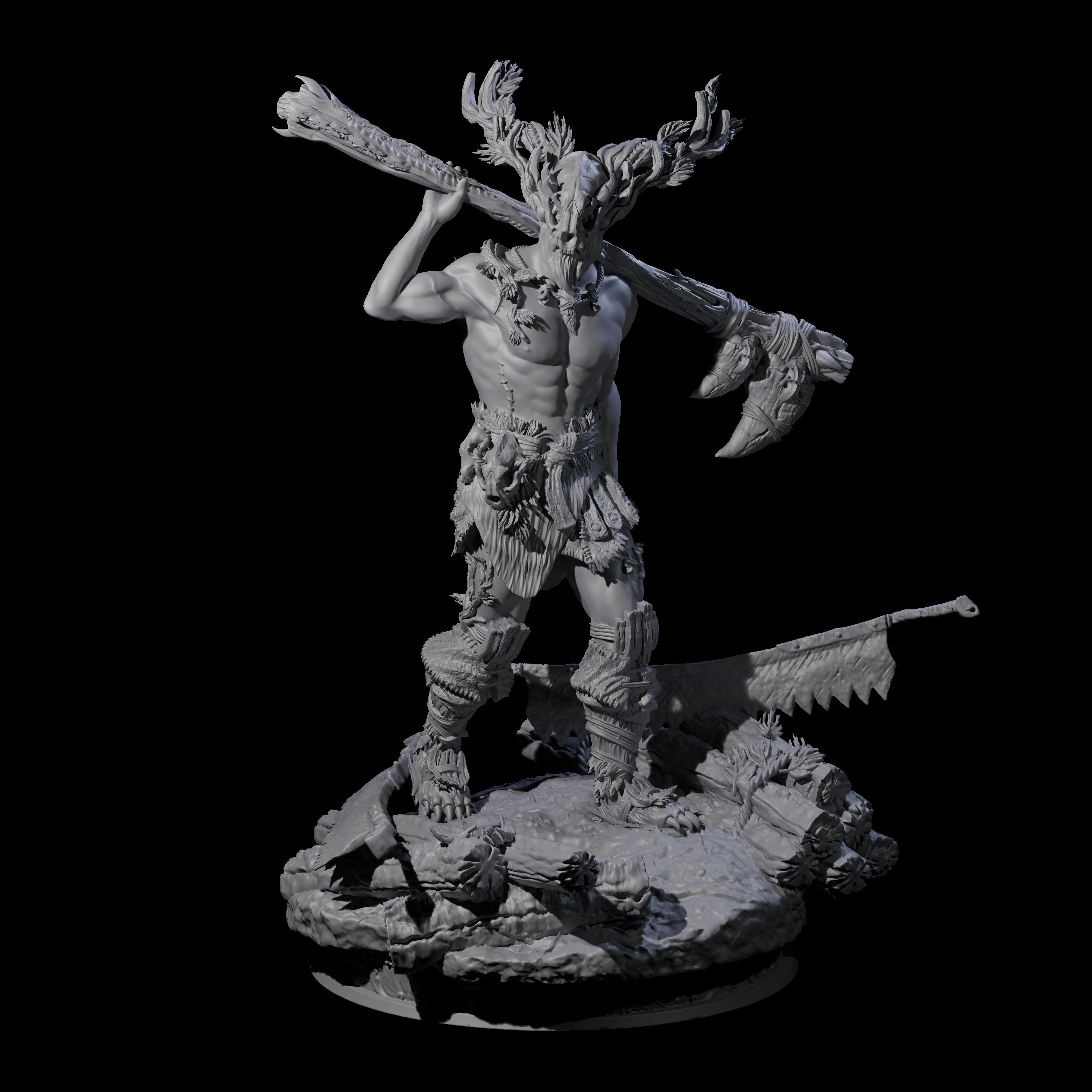 Masked Stag Lord Miniature for Dungeons and Dragons, Pathfinder or other TTRPGs