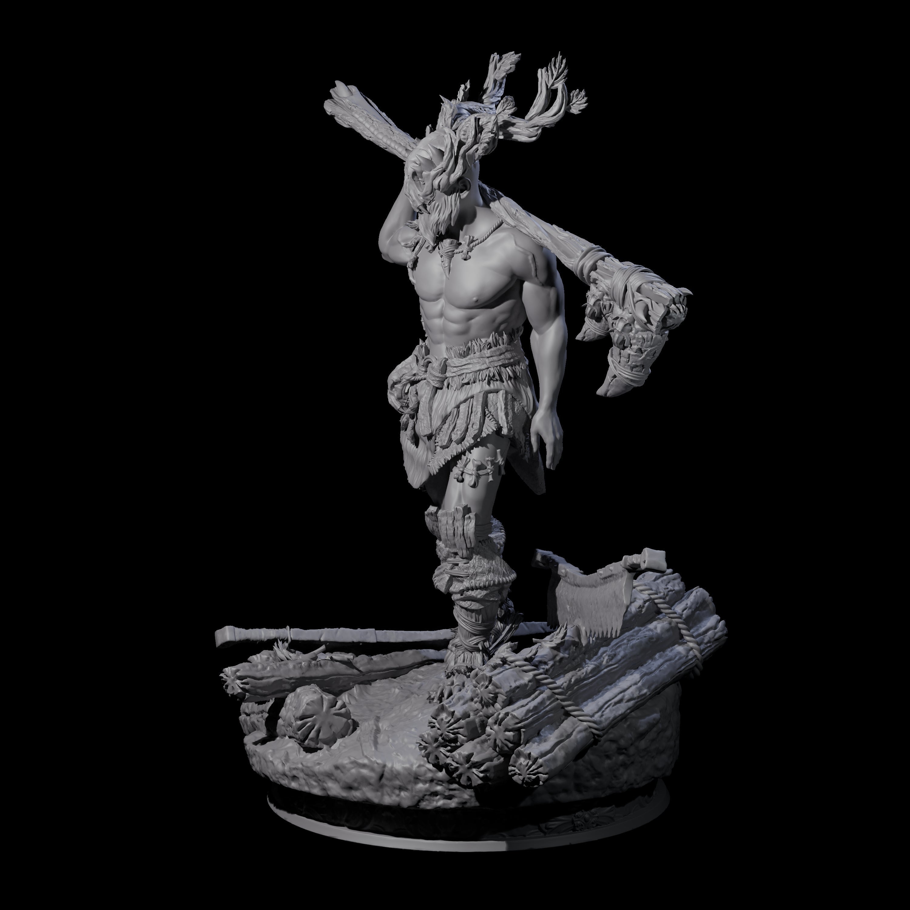Masked Stag Lord Miniature for Dungeons and Dragons, Pathfinder or other TTRPGs