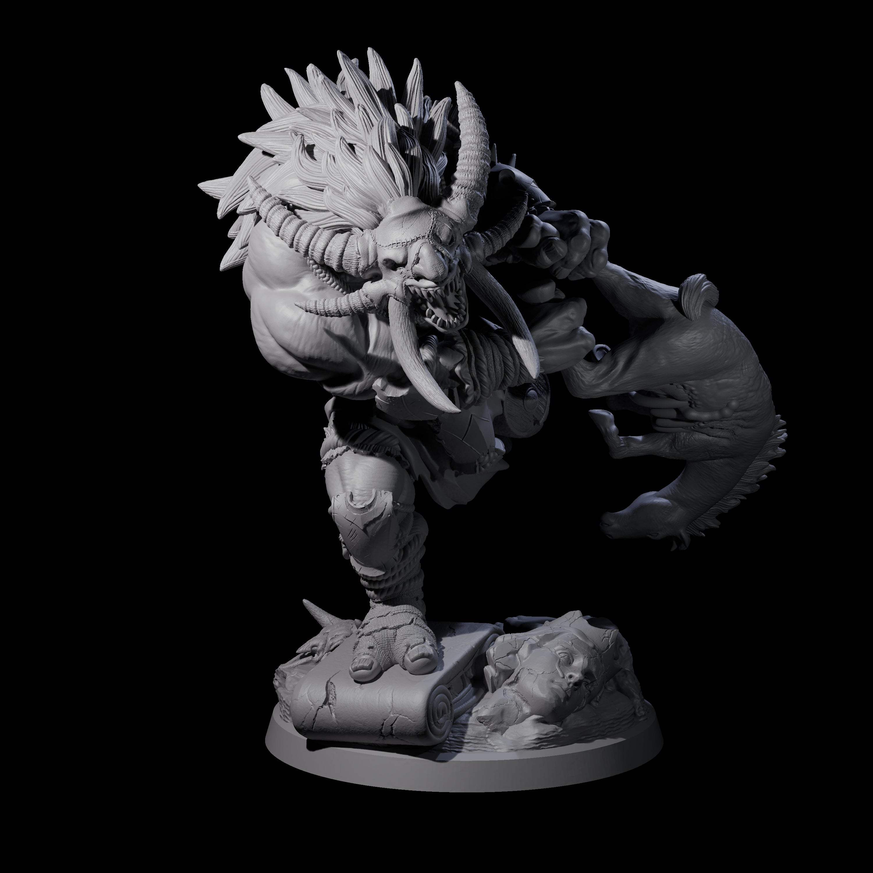 Masked Troll Berserker B Miniature for Dungeons and Dragons, Pathfinder or other TTRPGs