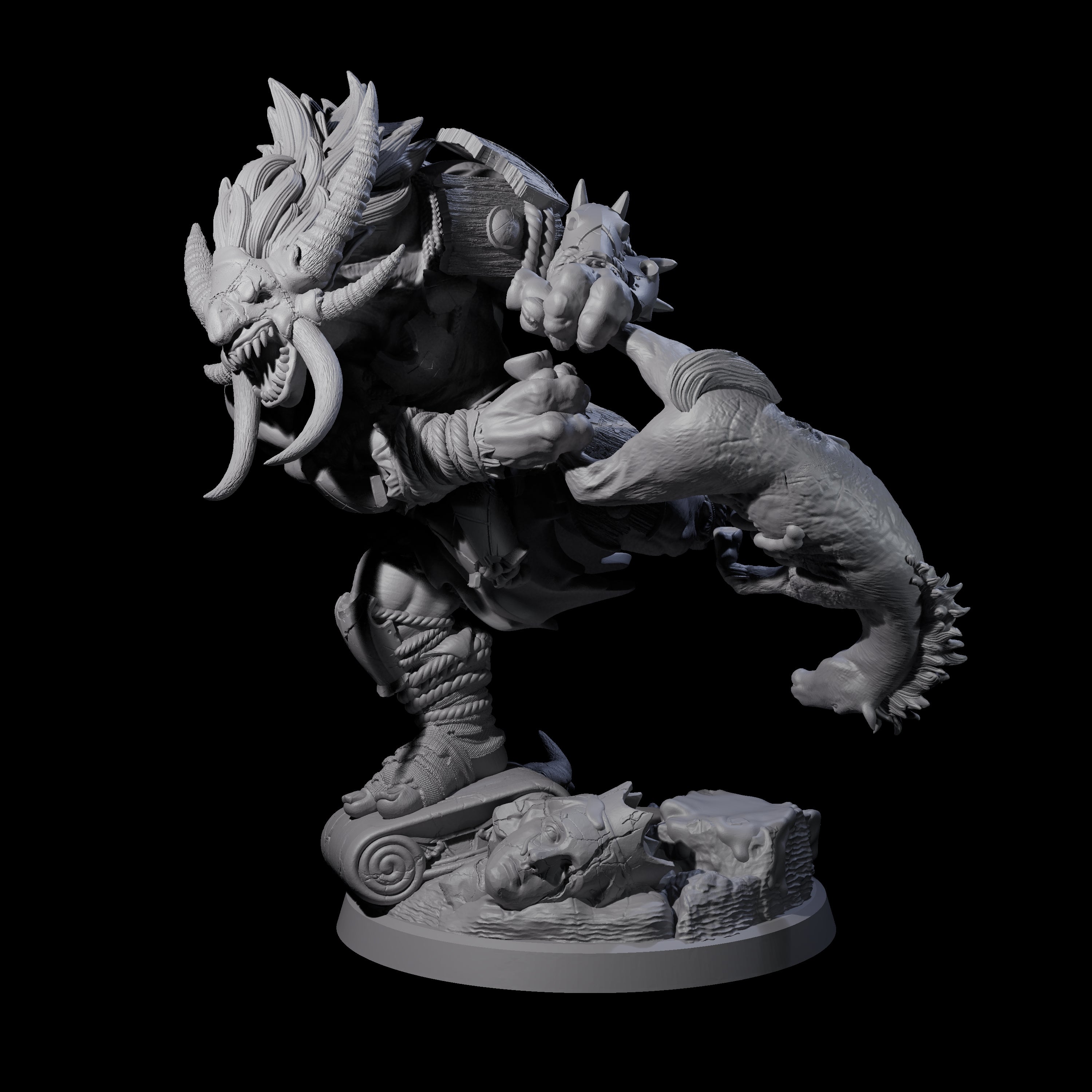 Masked Troll Berserker B Miniature for Dungeons and Dragons, Pathfinder or other TTRPGs