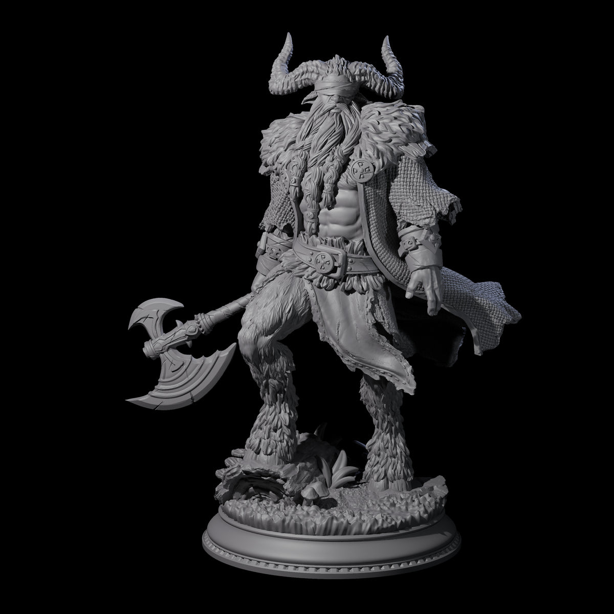 Massive Satyr Barbarian Miniature for Dungeons and Dragons, Pathfinder or other TTRPGs