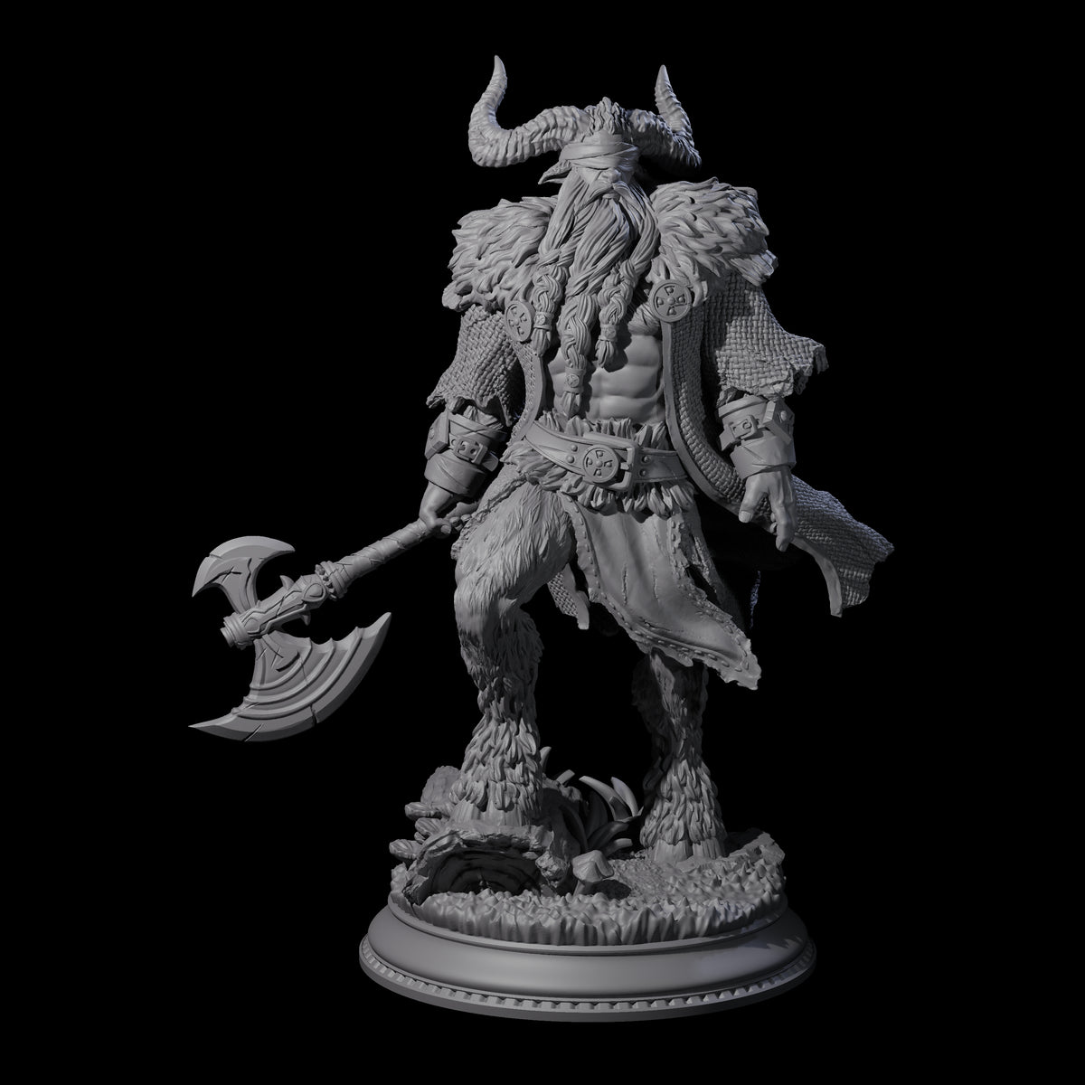 Massive Satyr Barbarian Miniature for Dungeons and Dragons, Pathfinder or other TTRPGs