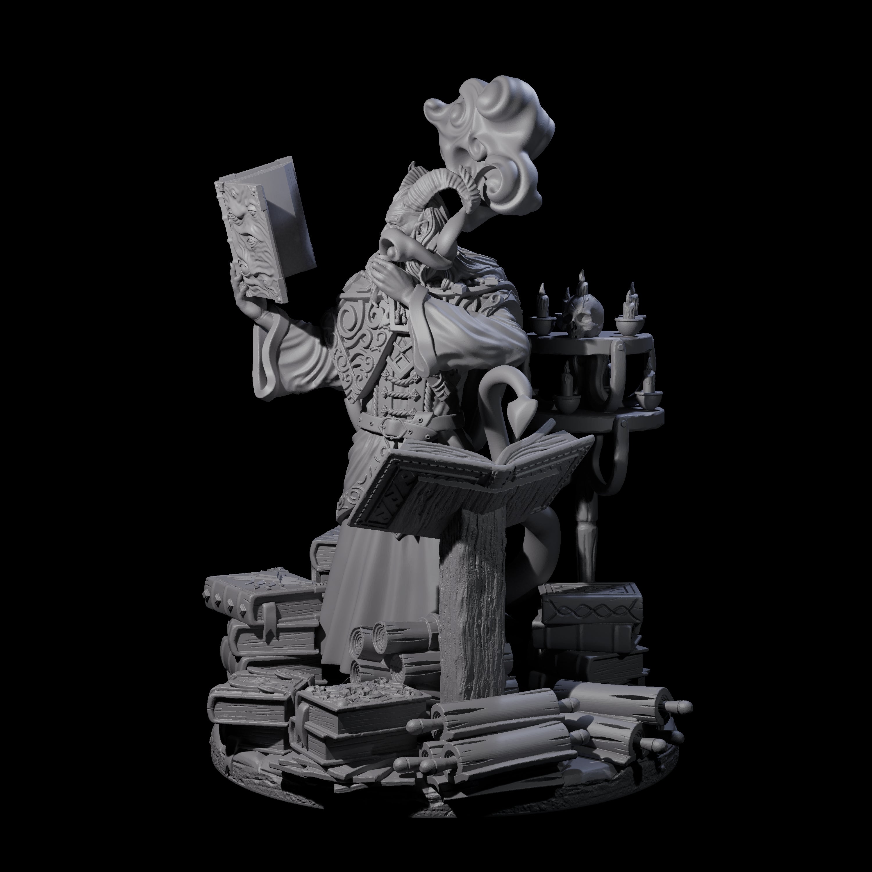 Master Tiefling Elder Wizard Miniature for Dungeons and Dragons, Pathfinder or other TTRPGs