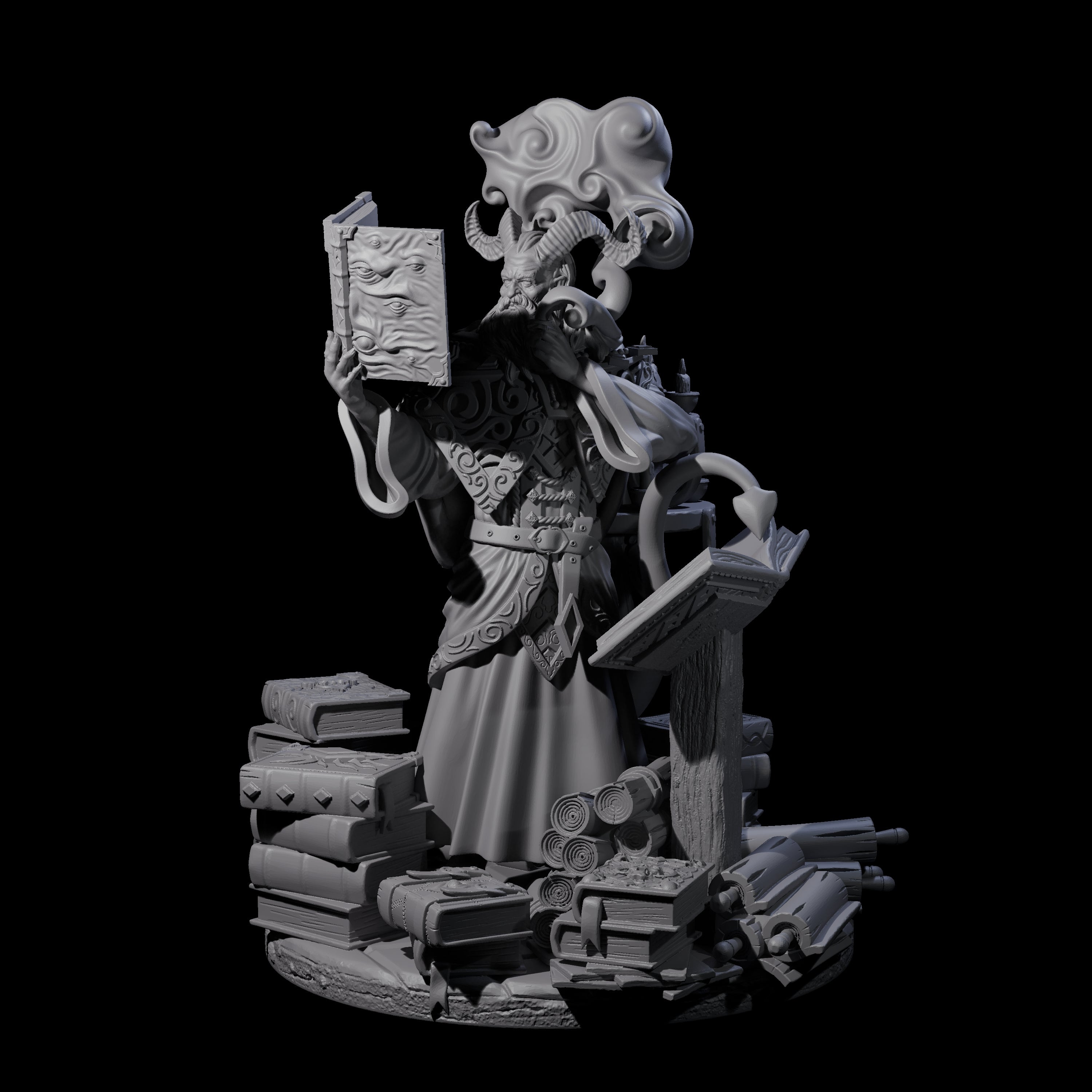 Master Tiefling Elder Wizard Miniature for Dungeons and Dragons, Pathfinder or other TTRPGs