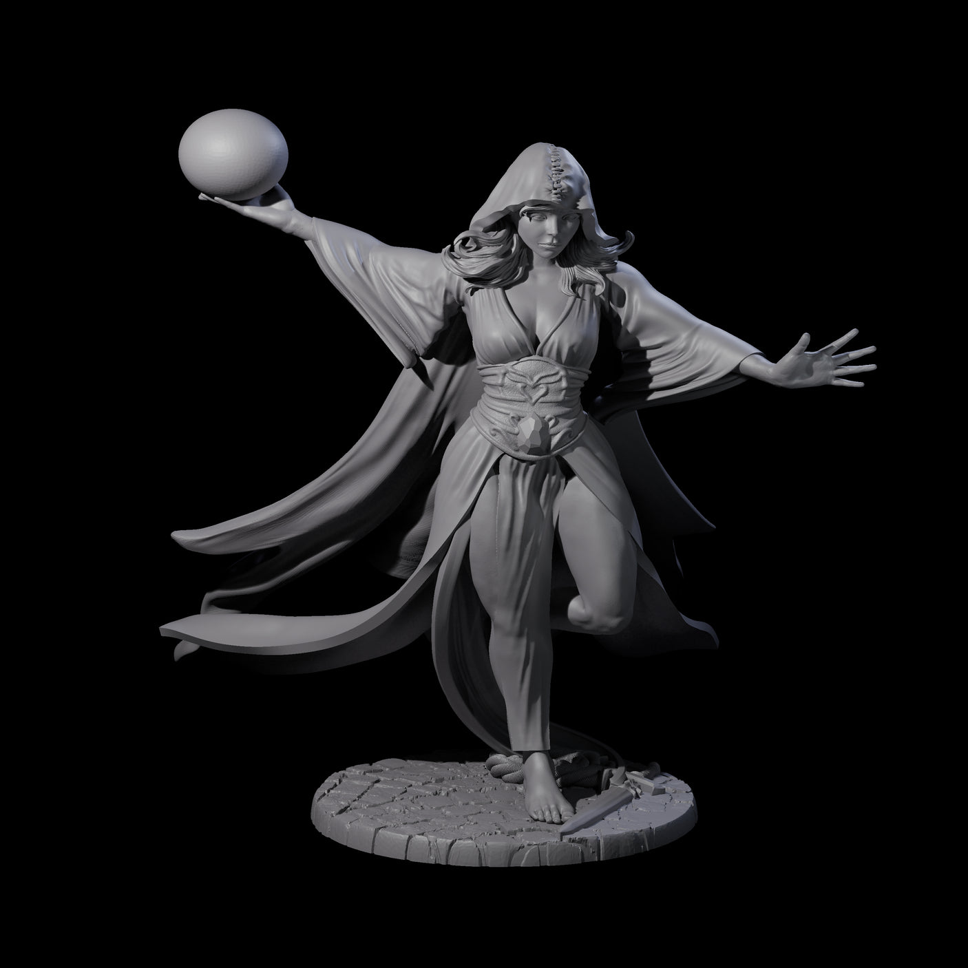 Masterful Orb Sorceress Miniature for Dungeons and Dragons, Pathfinder or other TTRPGs