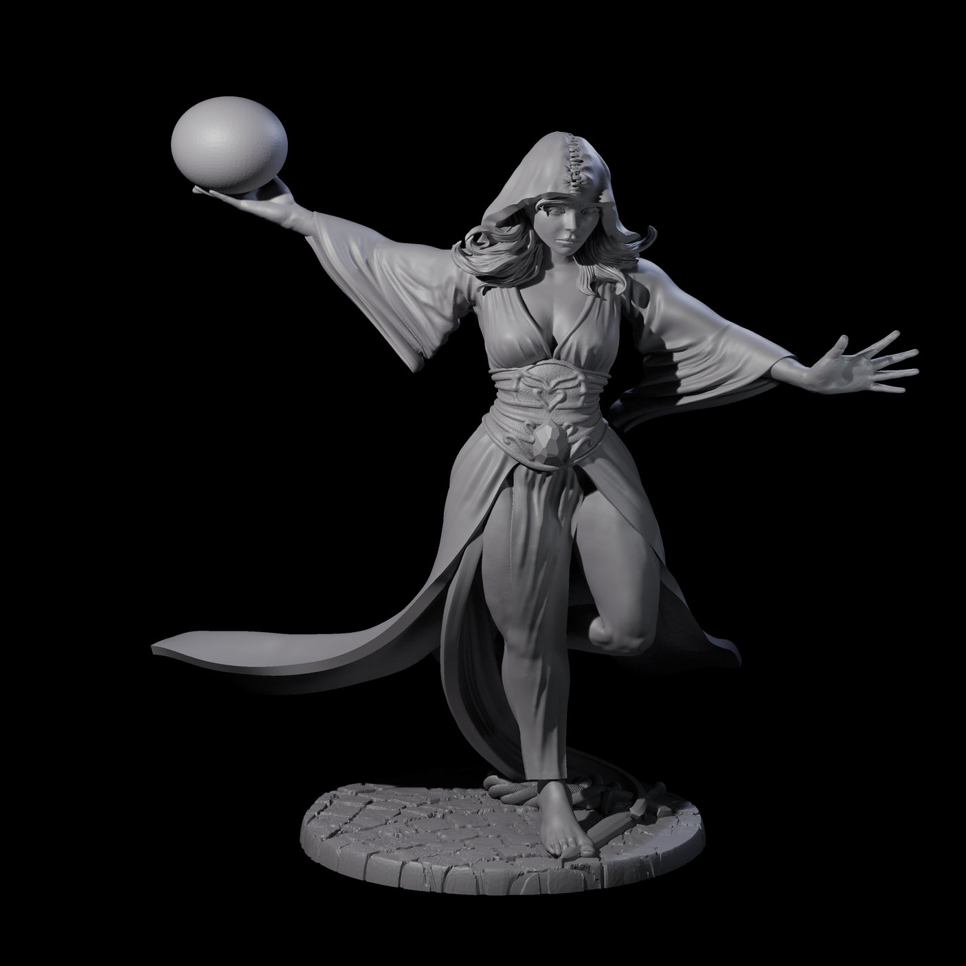 Masterful Orb Sorceress Miniature for Dungeons and Dragons, Pathfinder or other TTRPGs