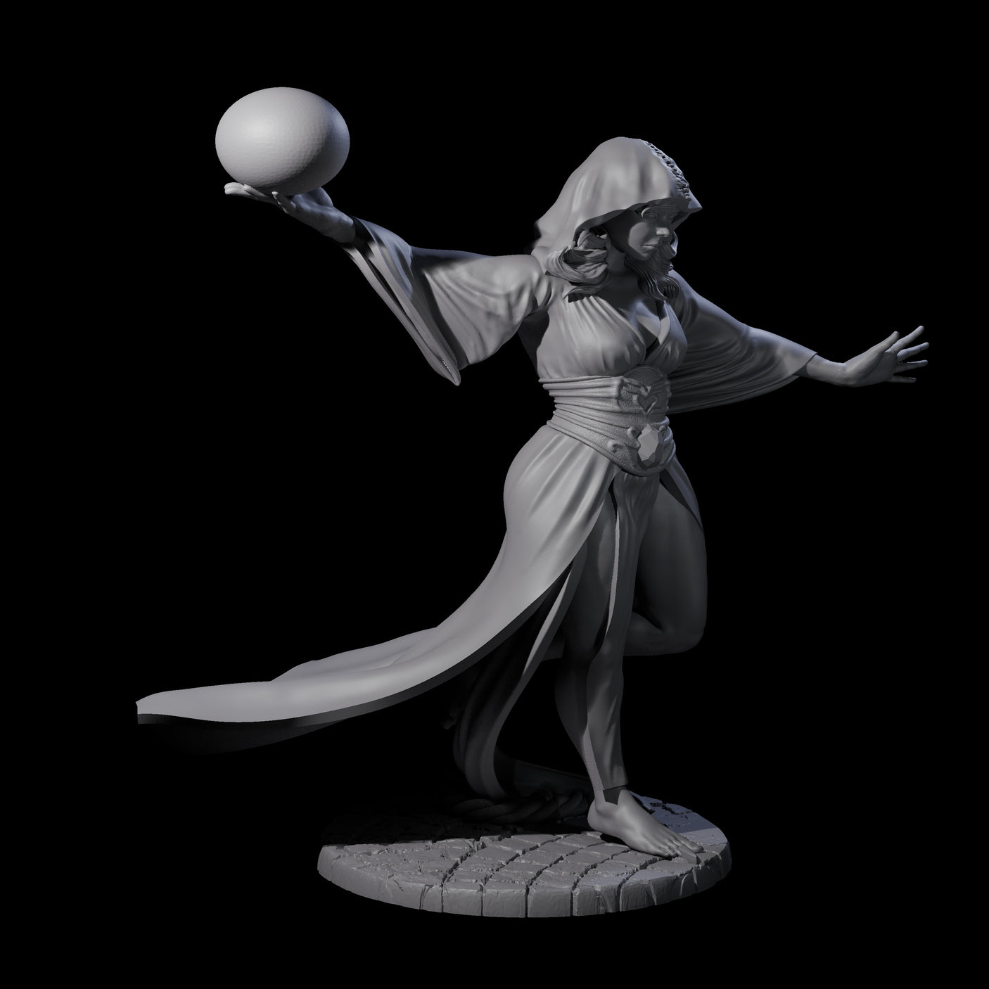 Masterful Orb Sorceress Miniature for Dungeons and Dragons, Pathfinder or other TTRPGs