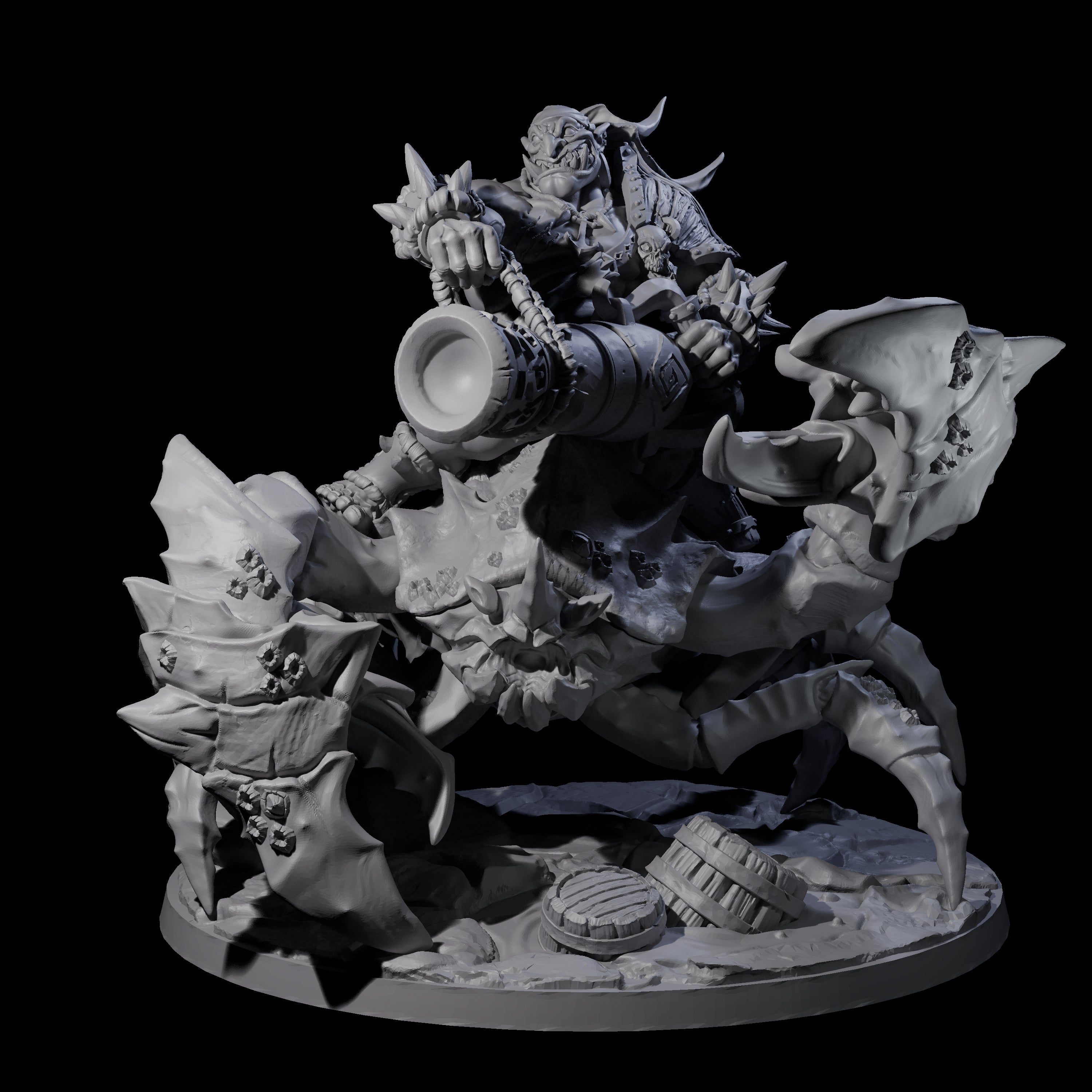 Mega Cannon Ogre riding a Giant Crab Miniature for Dungeons and Dragons, Pathfinder or other TTRPGs