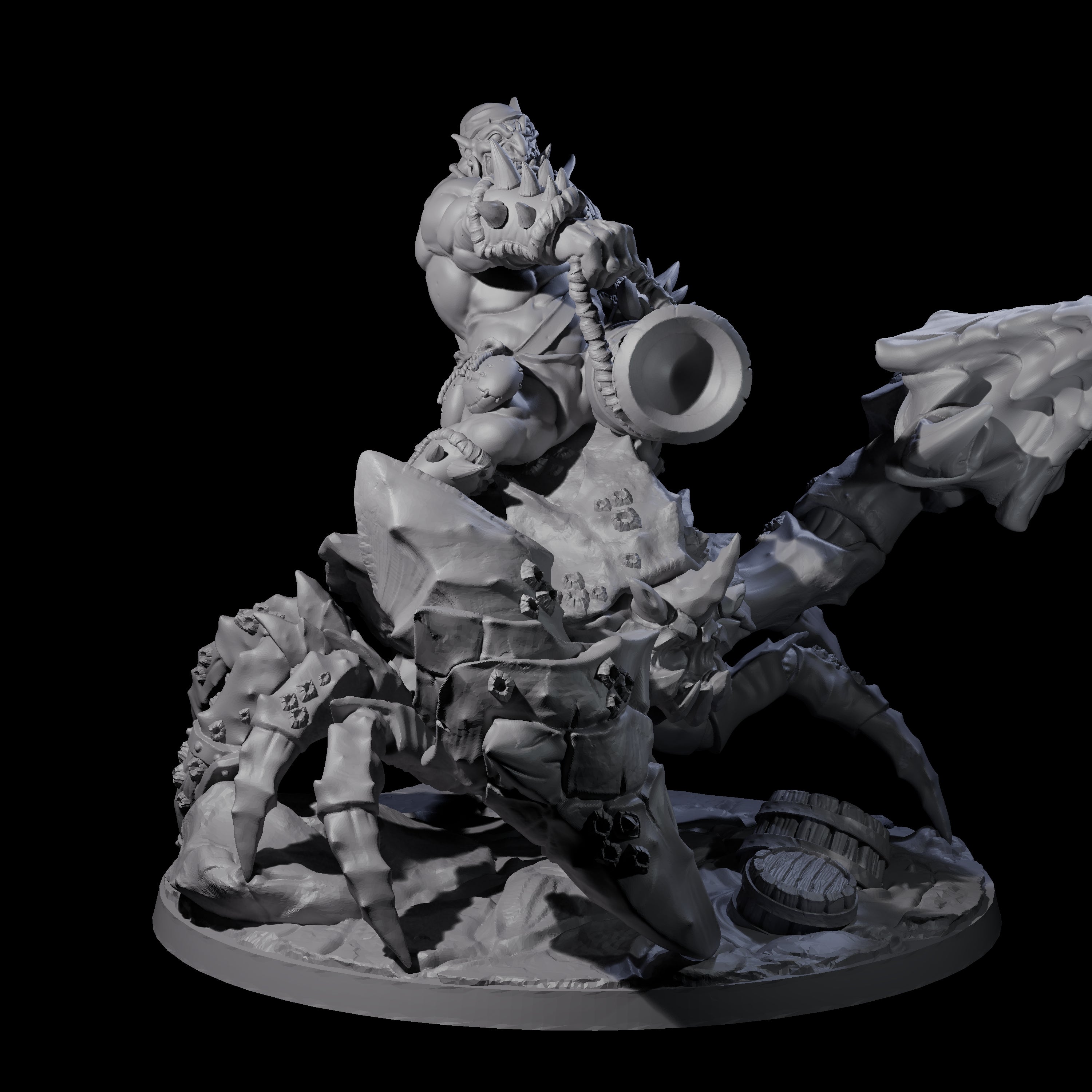 Mega Cannon Ogre riding a Giant Crab Miniature for Dungeons and Dragons, Pathfinder or other TTRPGs