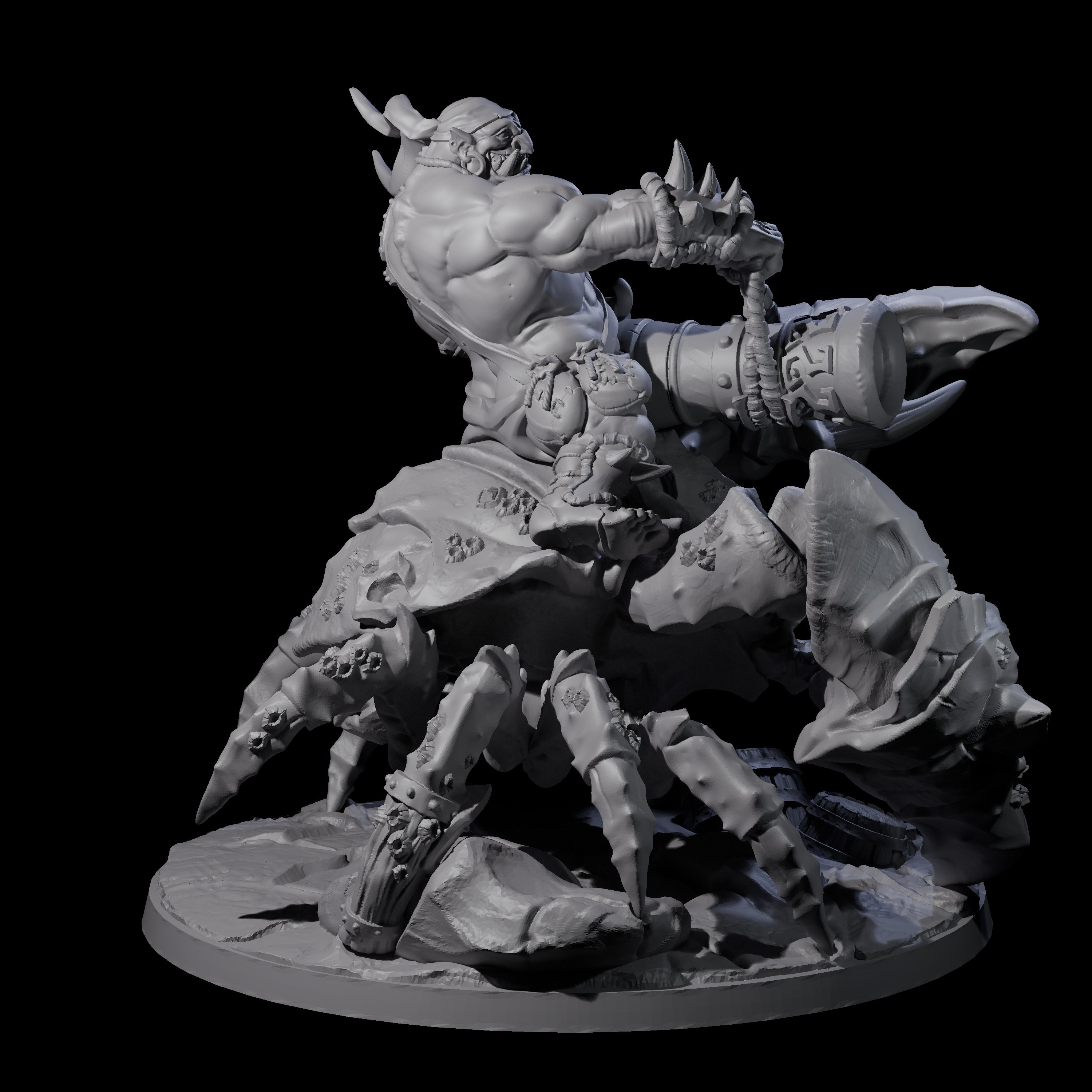Mega Cannon Ogre riding a Giant Crab Miniature for Dungeons and Dragons, Pathfinder or other TTRPGs