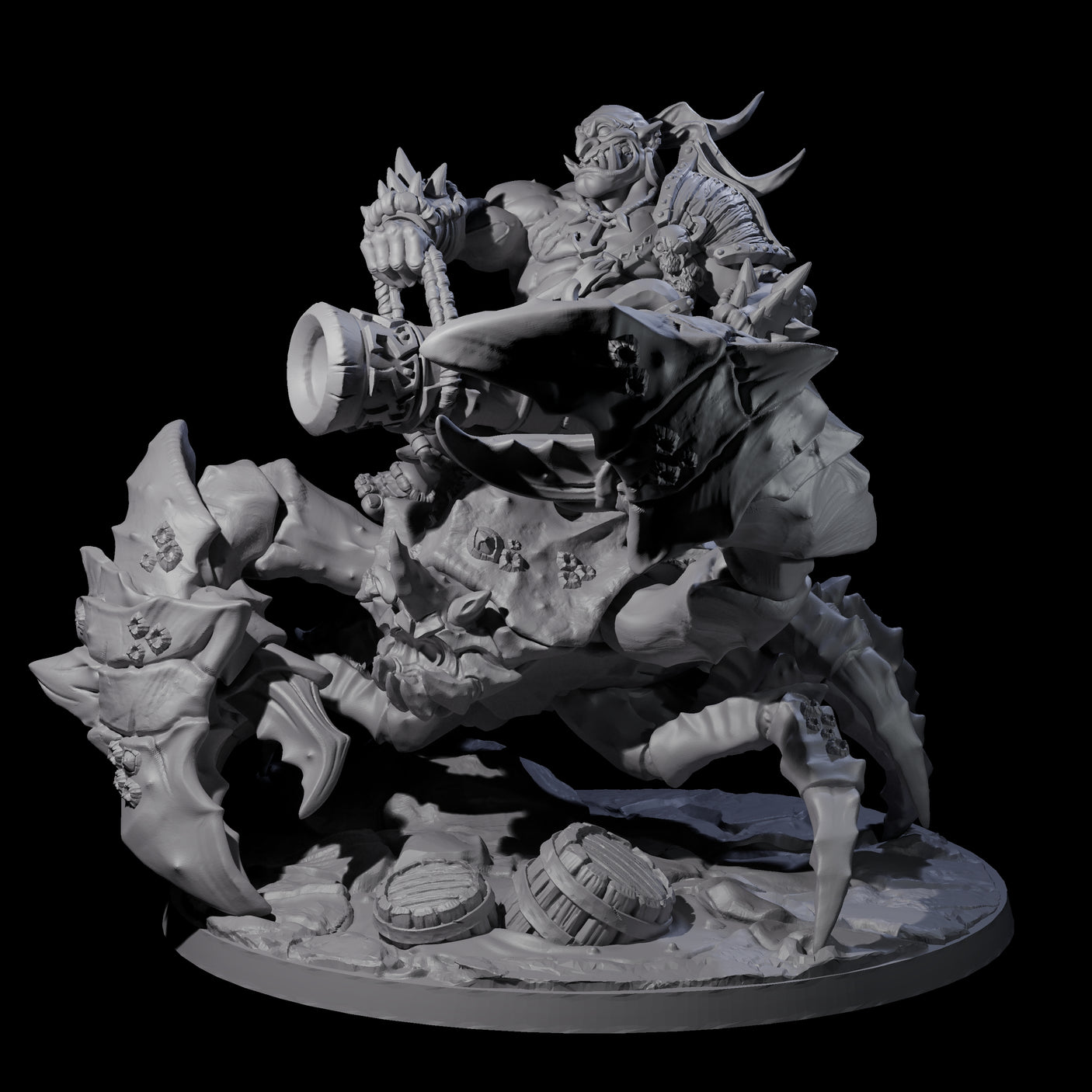 Mega Cannon Ogre riding a Giant Crab Miniature for Dungeons and Dragons, Pathfinder or other TTRPGs