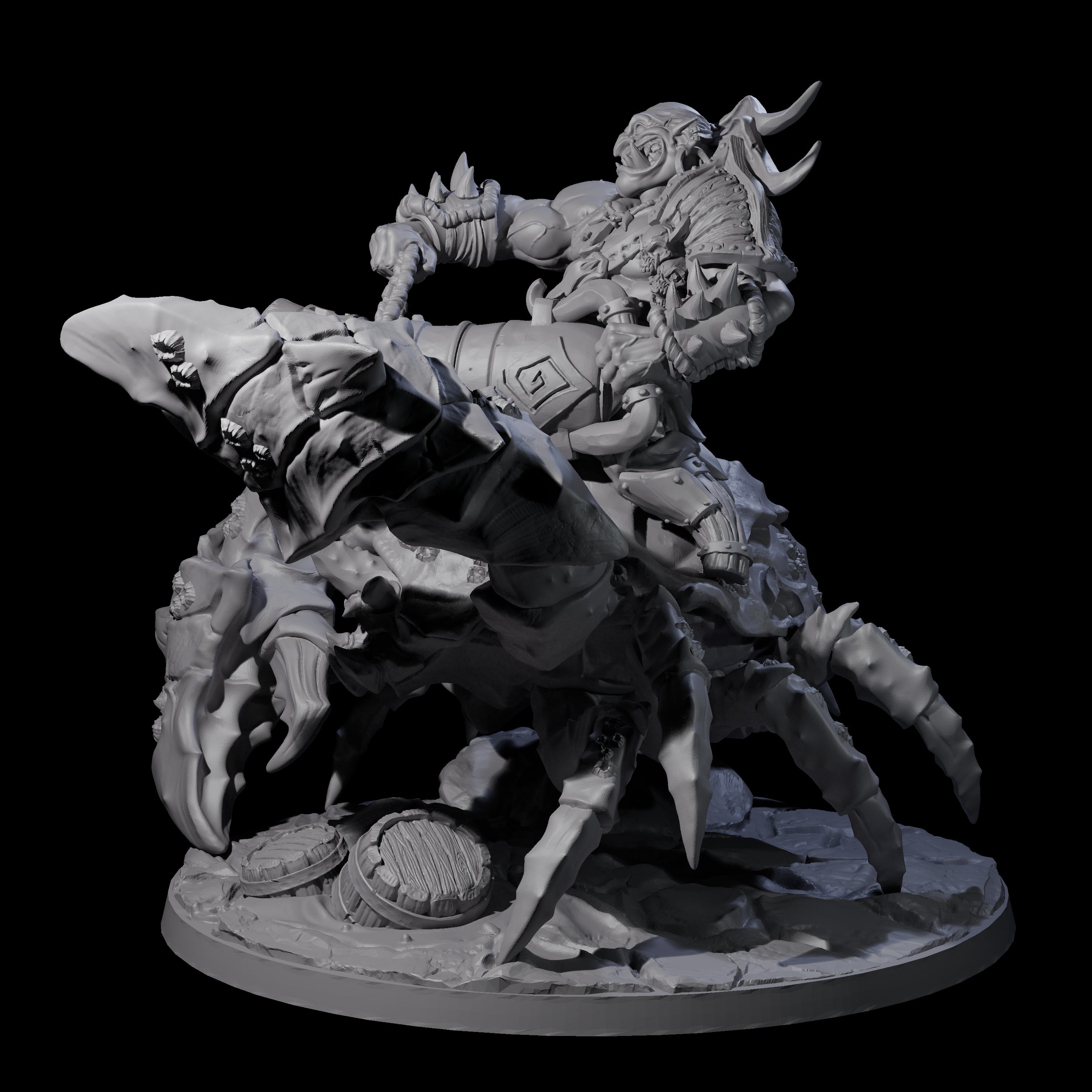 Mega Cannon Ogre riding a Giant Crab Miniature for Dungeons and Dragons, Pathfinder or other TTRPGs