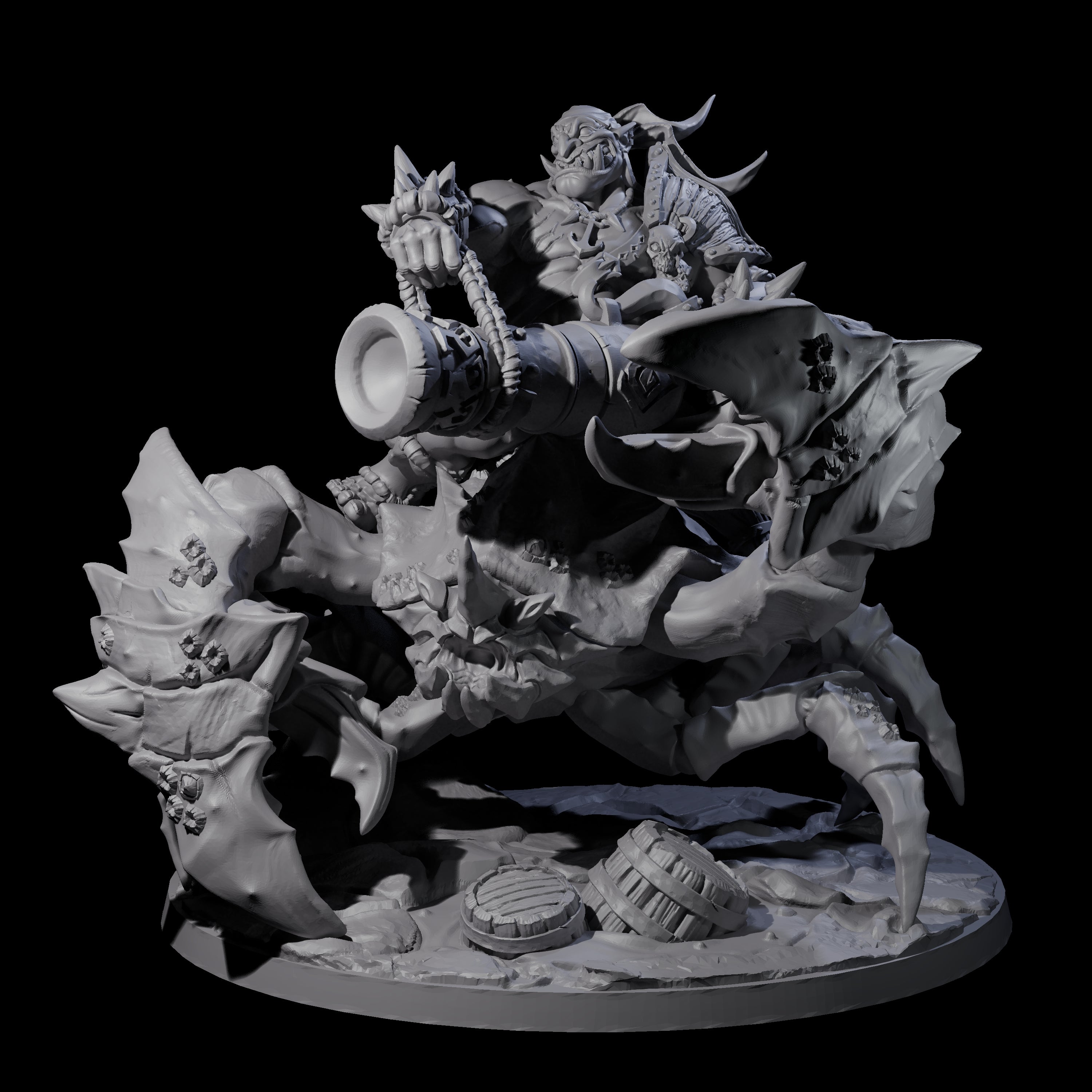 Mega Cannon Ogre riding a Giant Crab Miniature for Dungeons and Dragons, Pathfinder or other TTRPGs