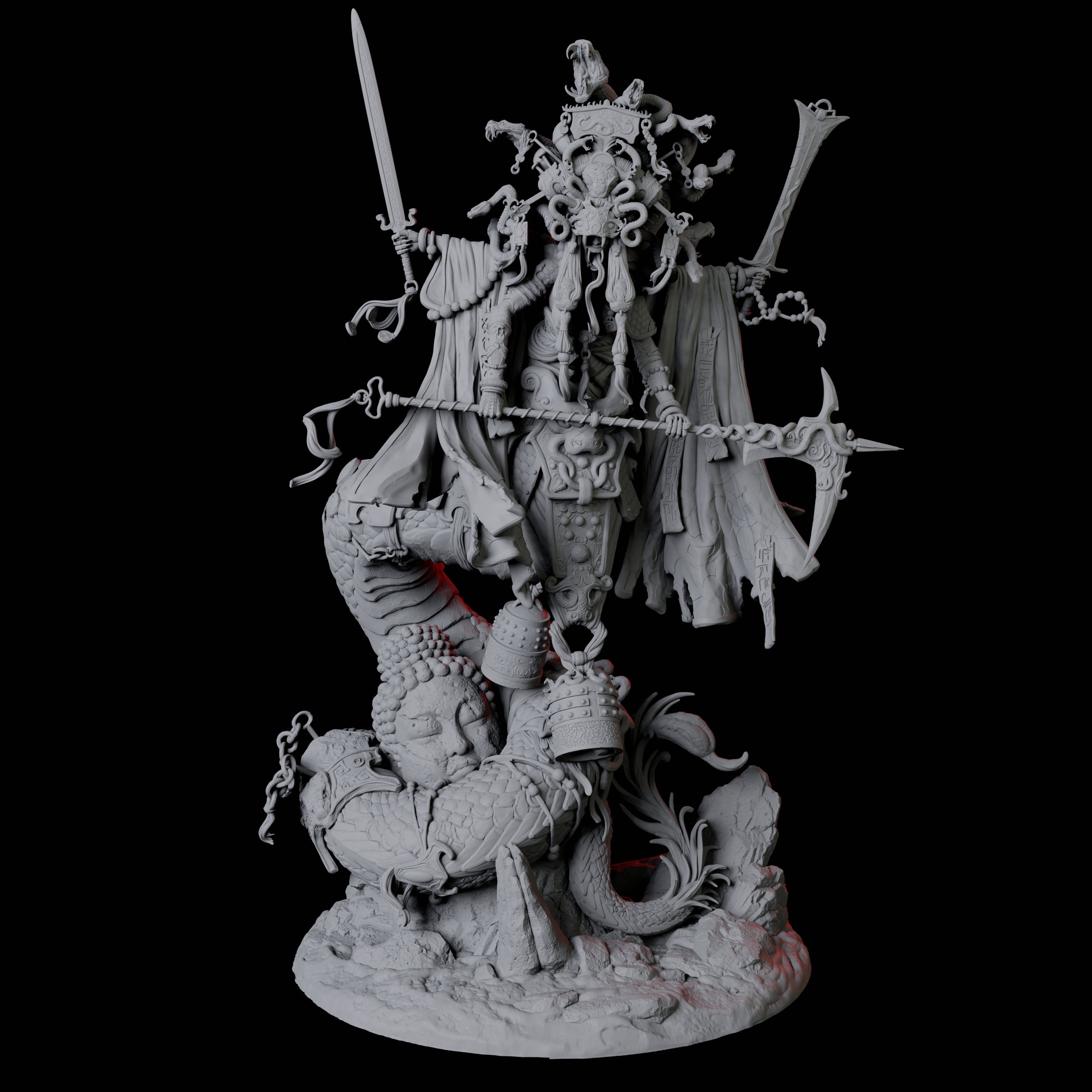 Mega Marilith Matriarch Miniature for Dungeons and Dragons, Pathfinder or other TTRPGs