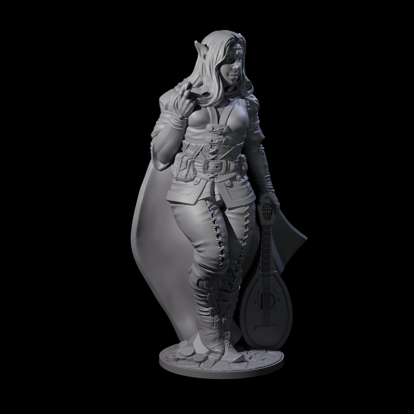 Melodic Elf Bard Miniature for Dungeons and Dragons, Pathfinder or other TTRPGs