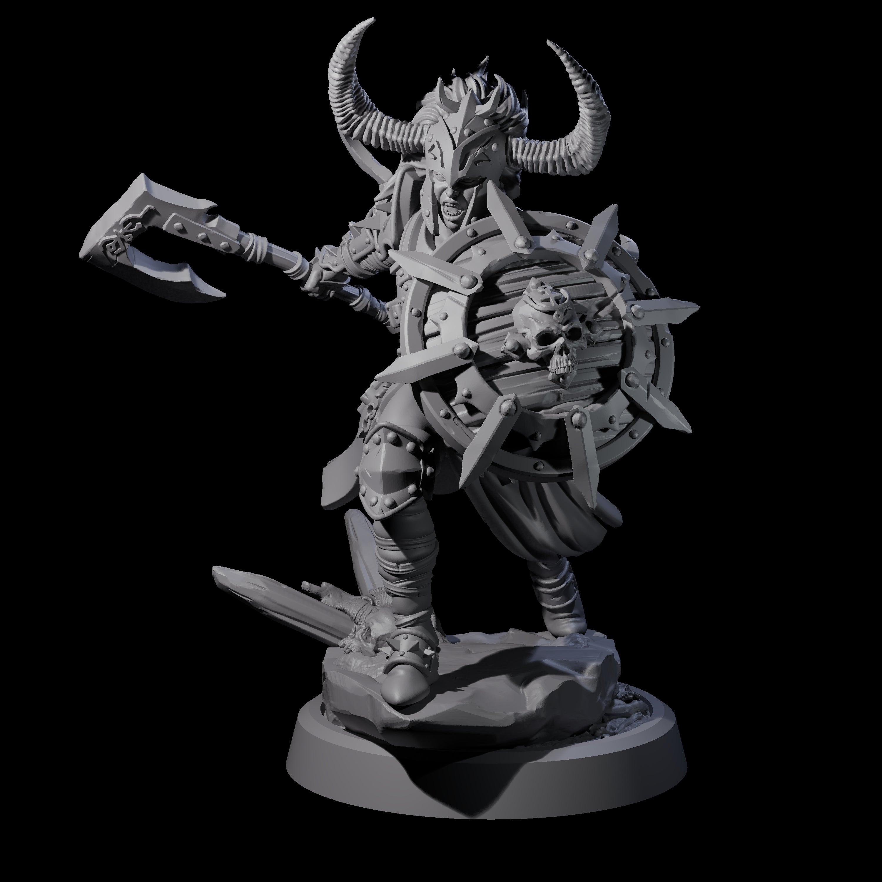 Menacing Shieldmaiden A Miniature for Dungeons and Dragons, Pathfinder or other TTRPGs