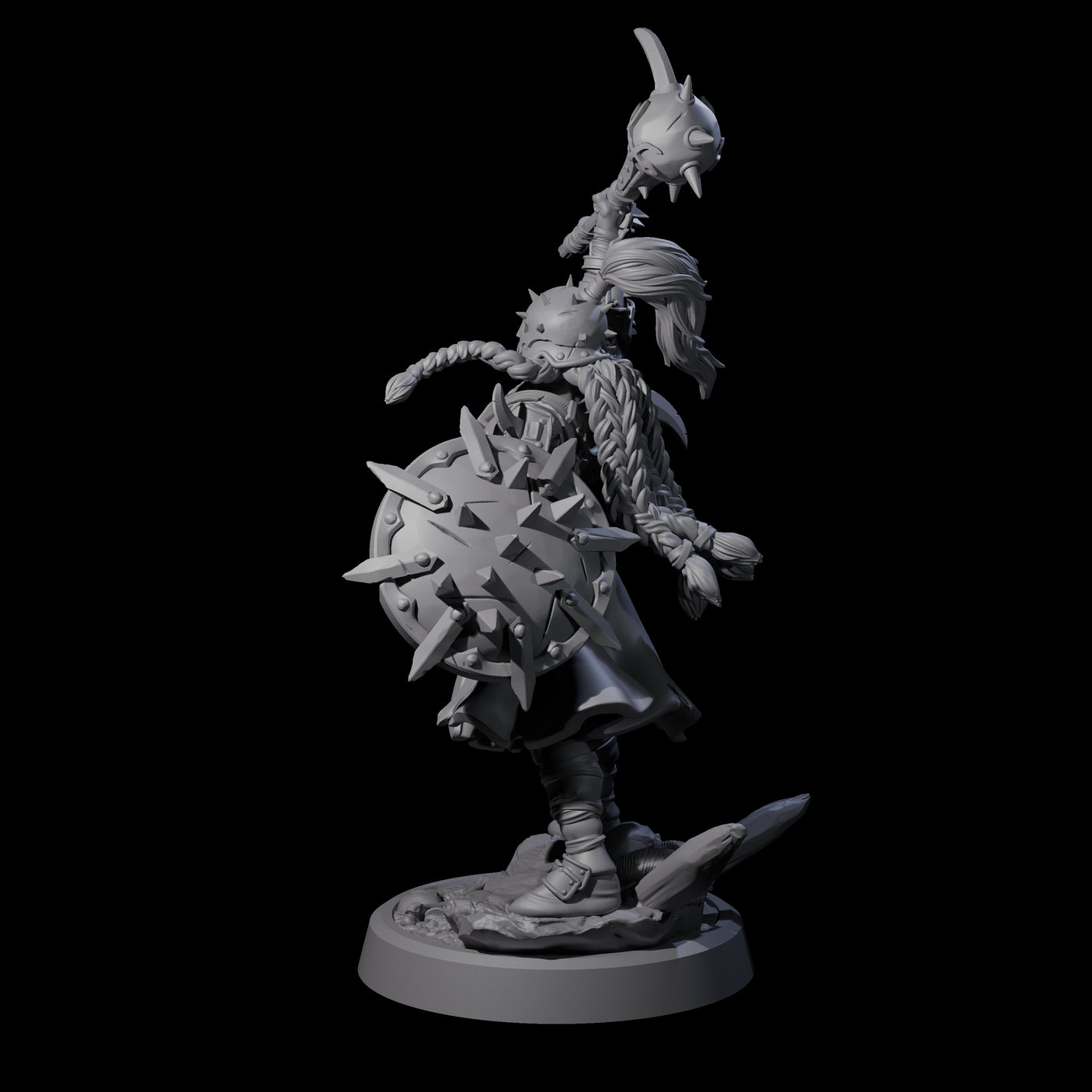 Menacing Shieldmaiden B Miniature for Dungeons and Dragons, Pathfinder or other TTRPGs