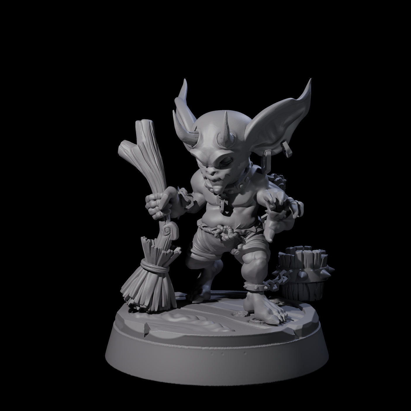Menial Imp Deck Scrubber A Miniature for Dungeons and Dragons, Pathfinder or other TTRPGs