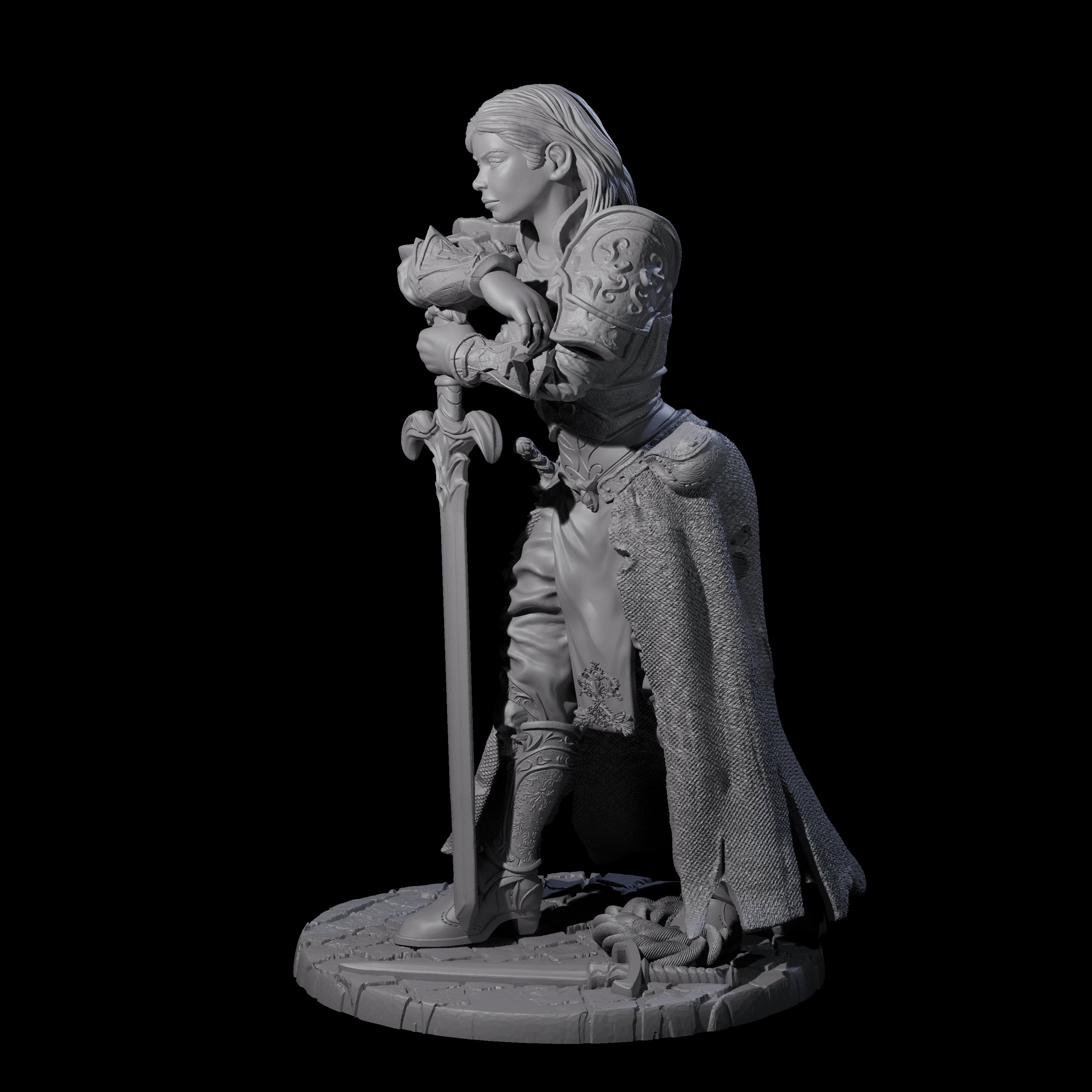 Meredith - Resting Fighter Miniature for Dungeons and Dragons, Pathfinder or other TTRPGs