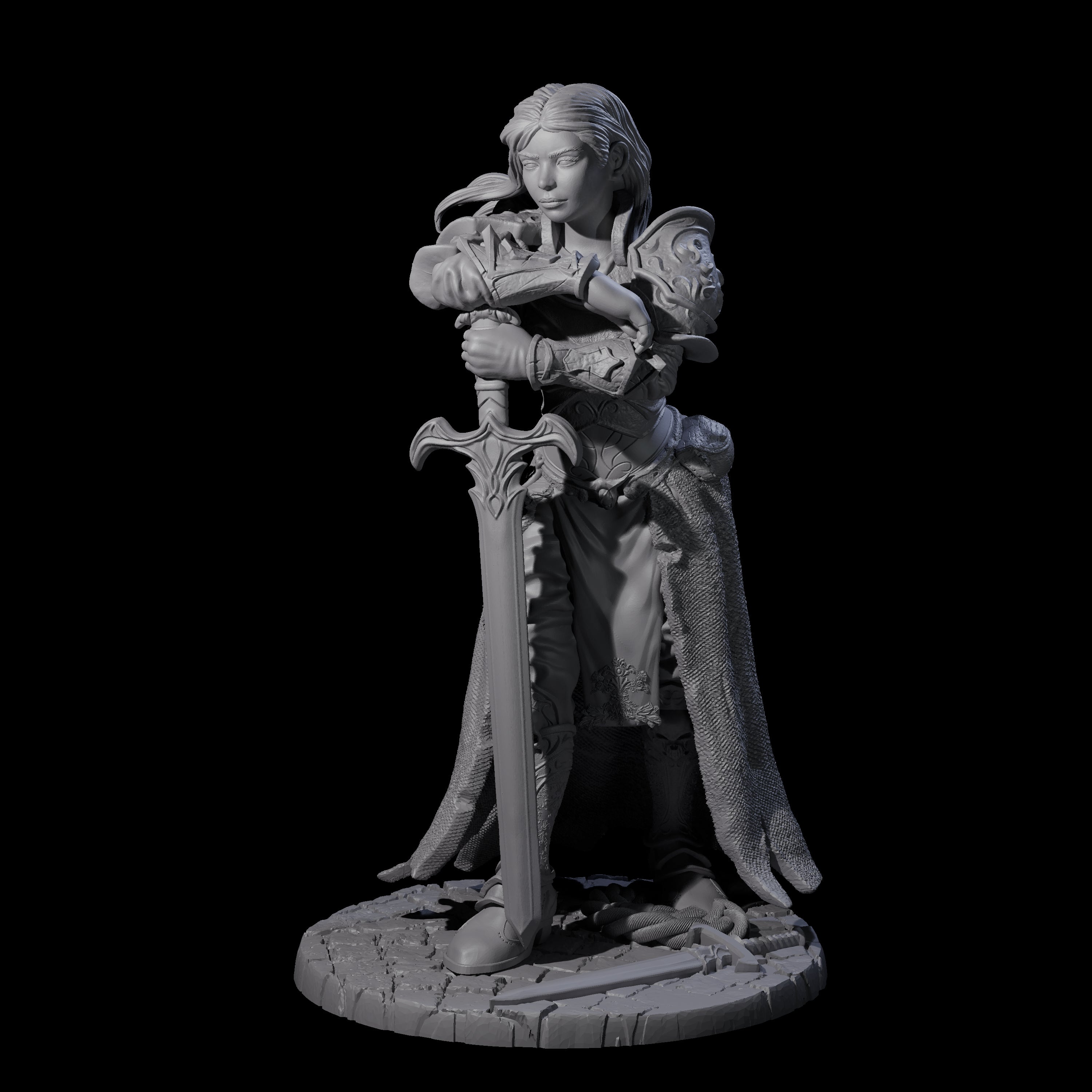 Meredith - Resting Fighter Miniature for Dungeons and Dragons, Pathfinder or other TTRPGs