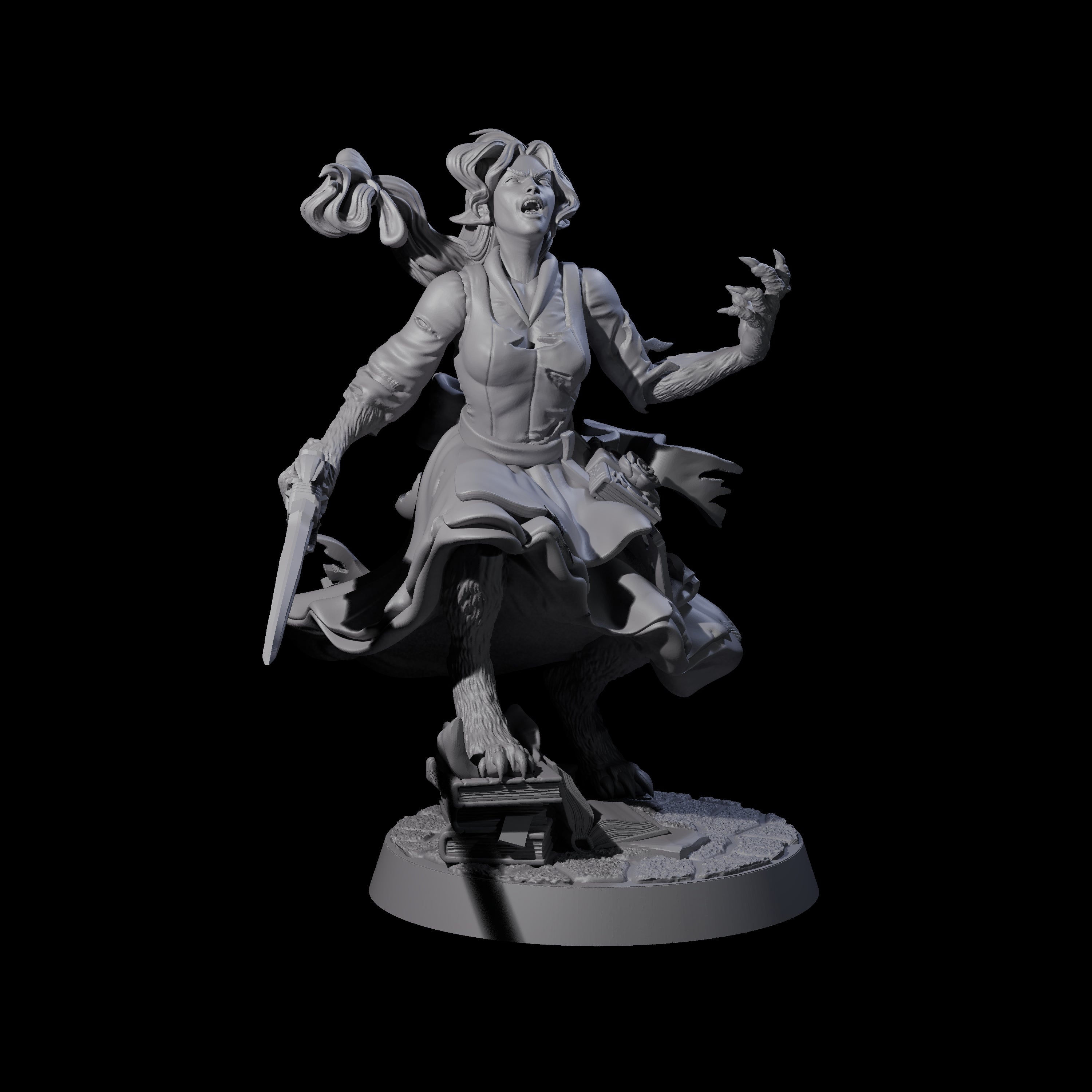 Mid Change Werewolf Maiden Miniature for Dungeons and Dragons, Pathfinder or other TTRPGs