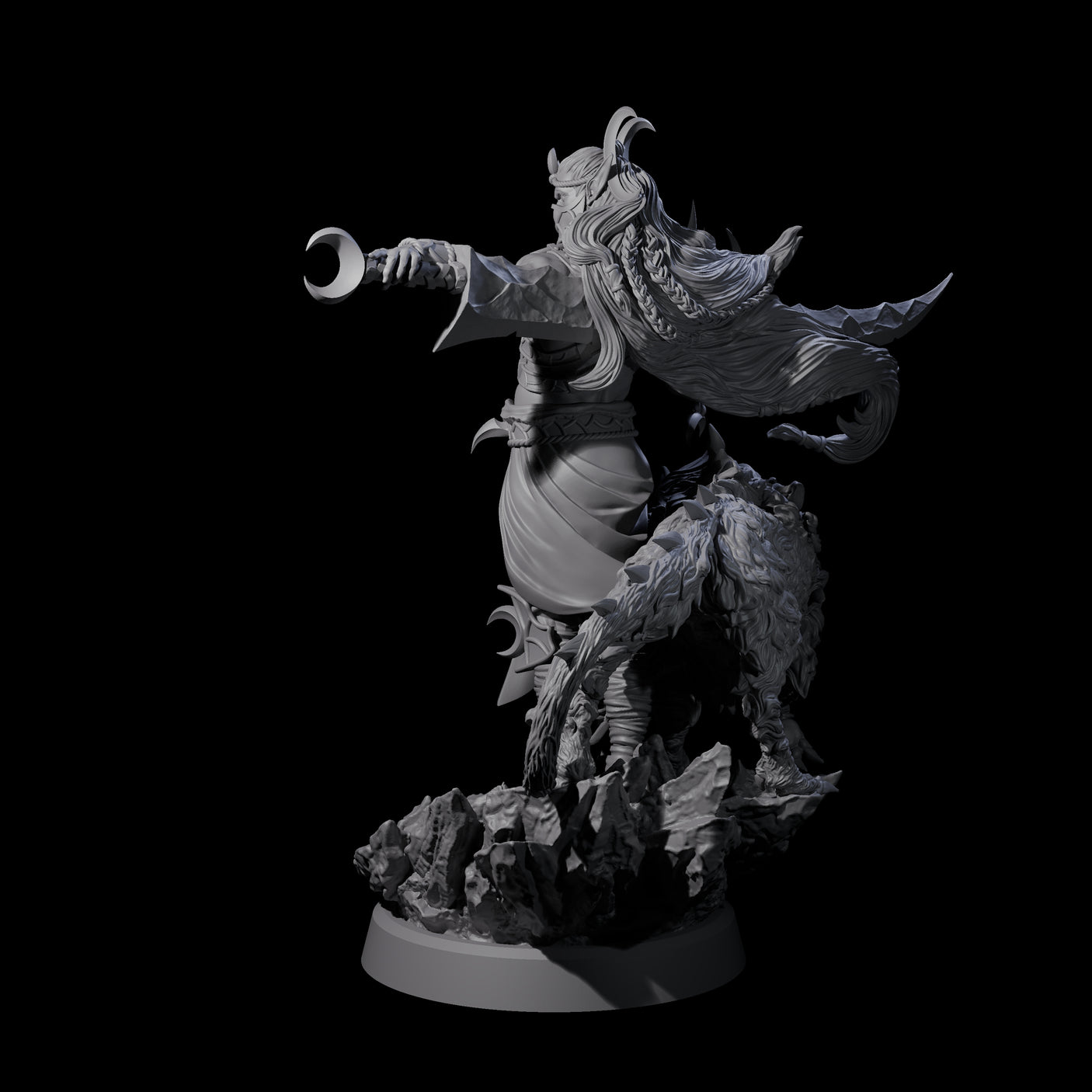 Moon Chaser Beast Master Miniature for Dungeons and Dragons, Pathfinder or other TTRPGs