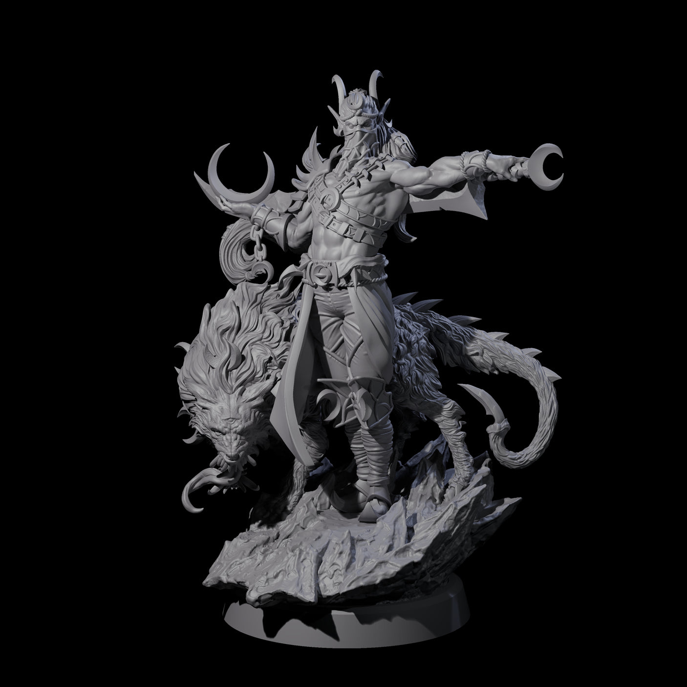 Moon Chaser Beast Master Miniature for Dungeons and Dragons, Pathfinder or other TTRPGs