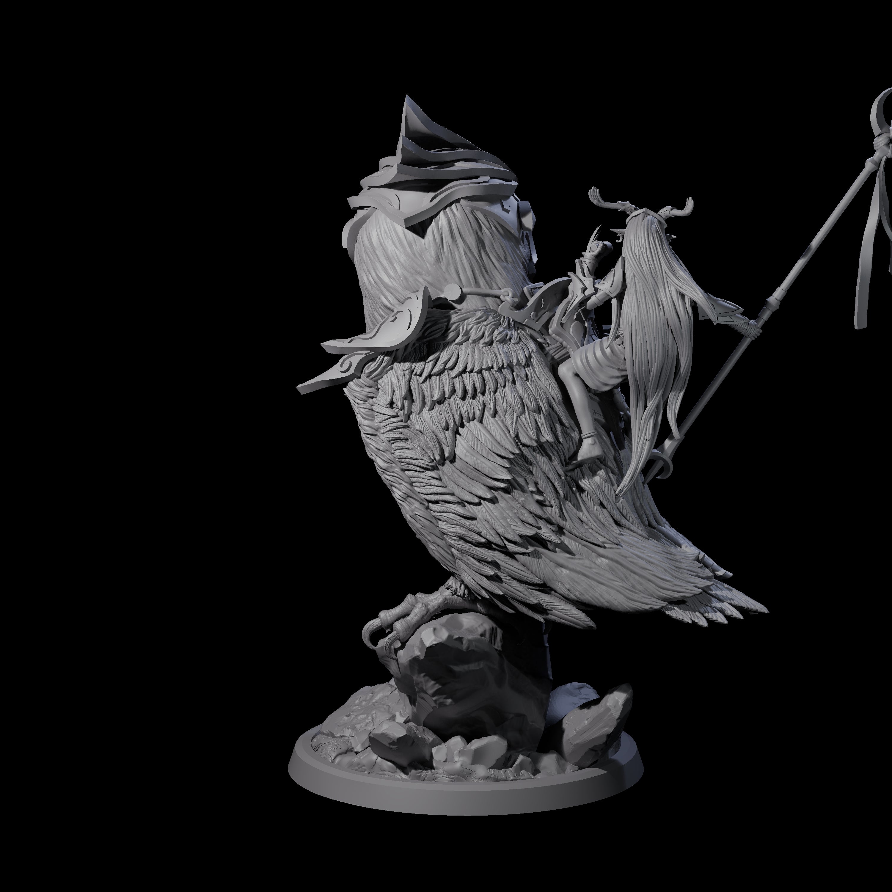 Moon Zealot with Giant Owl D Miniature for Dungeons and Dragons, Pathfinder or other TTRPGs