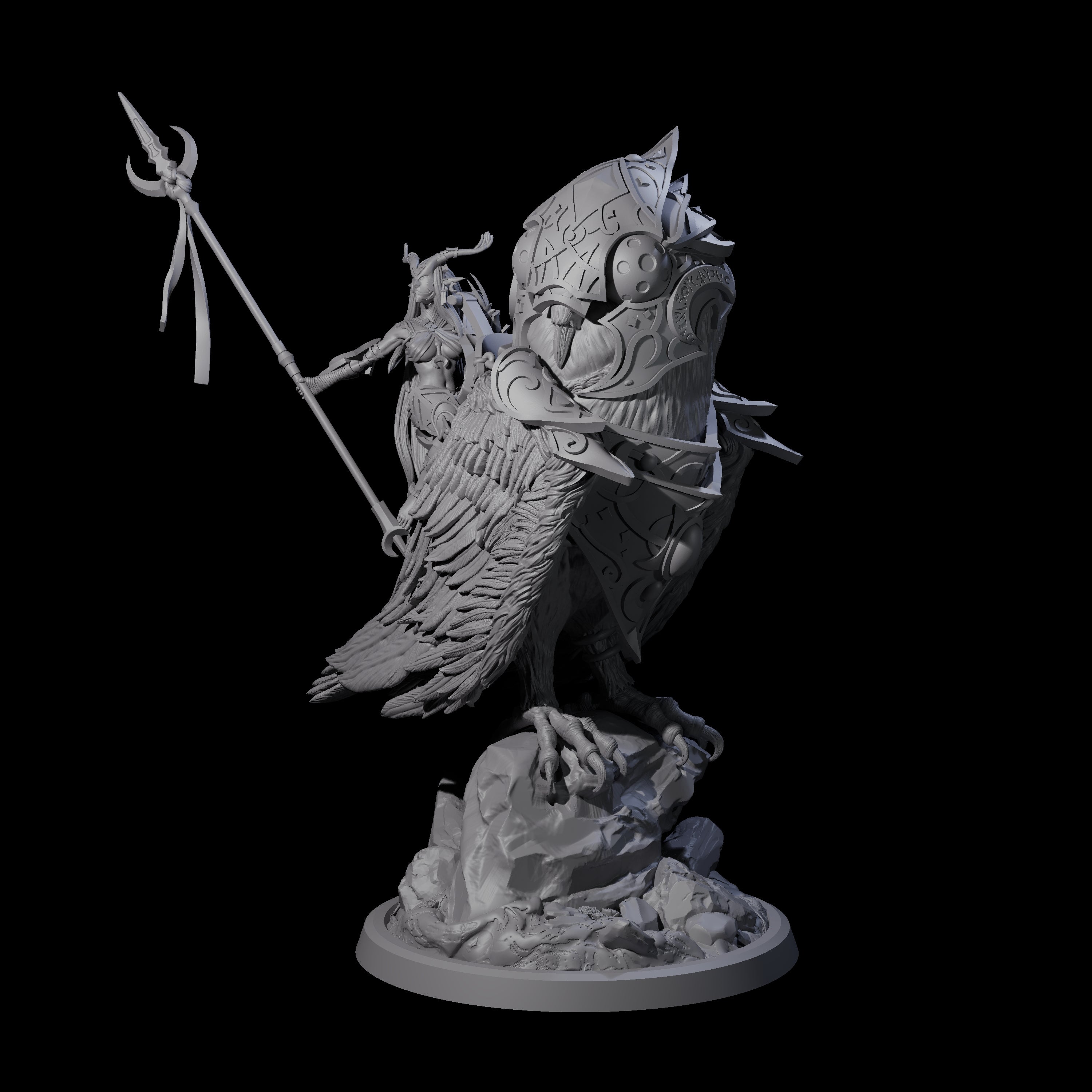 Moon Zealot with Giant Owl D Miniature for Dungeons and Dragons, Pathfinder or other TTRPGs