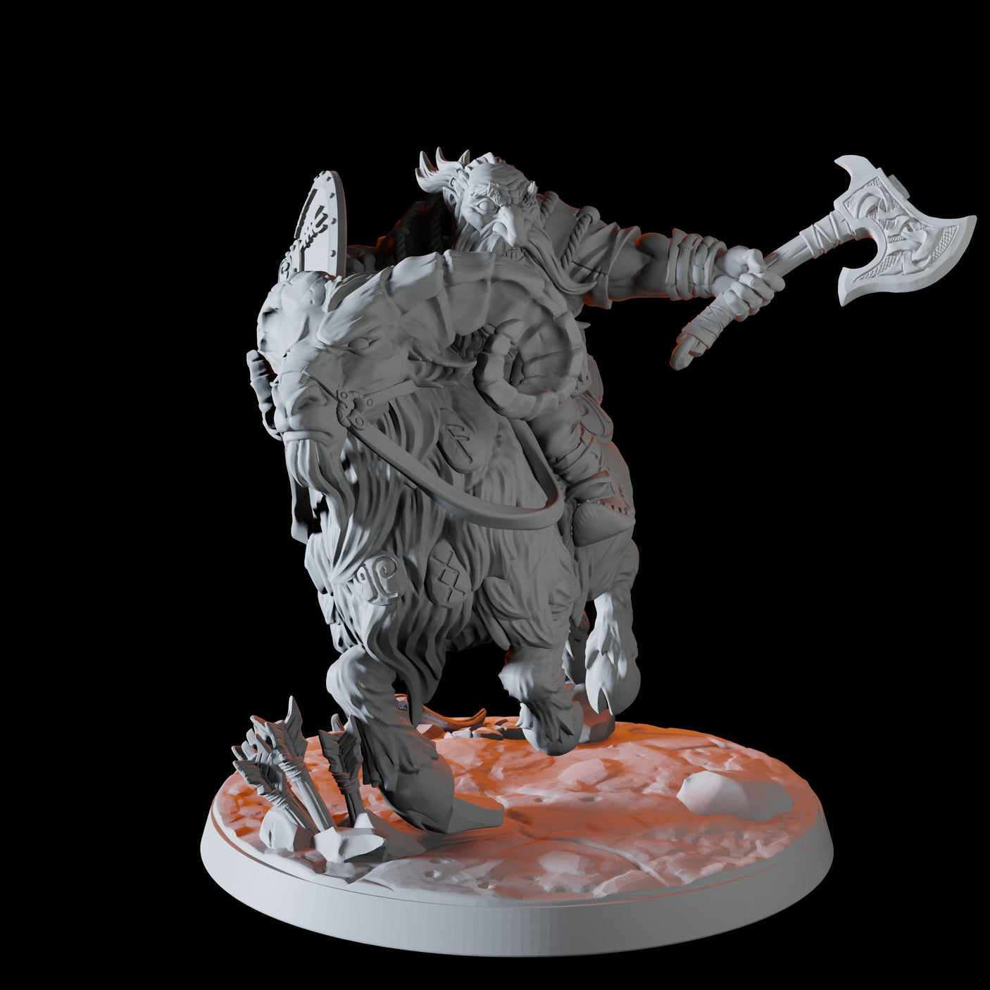 Mountain Dwarf on Giant Ram B Miniature for Dungeons and Dragons, Pathfinder or other TTRPGs