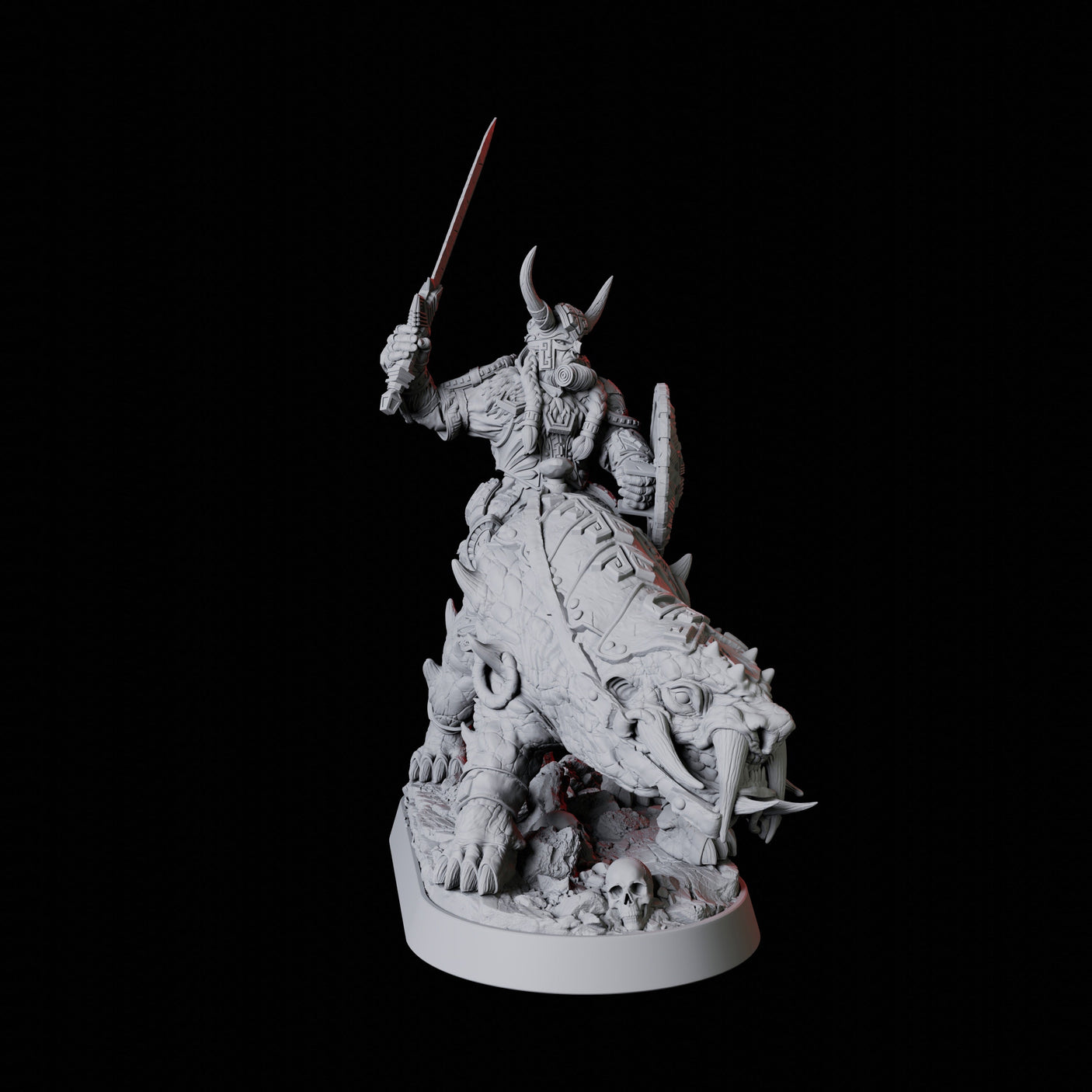 Mounted Barbarian Warrior Miniature for Dungeons and Dragons, Pathfinder or other TTRPGs