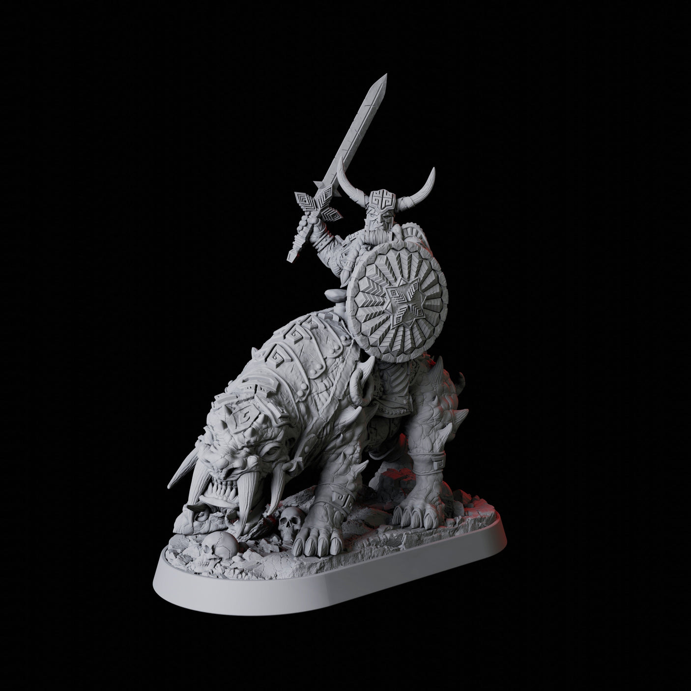 Mounted Barbarian Warrior Miniature for Dungeons and Dragons, Pathfinder or other TTRPGs