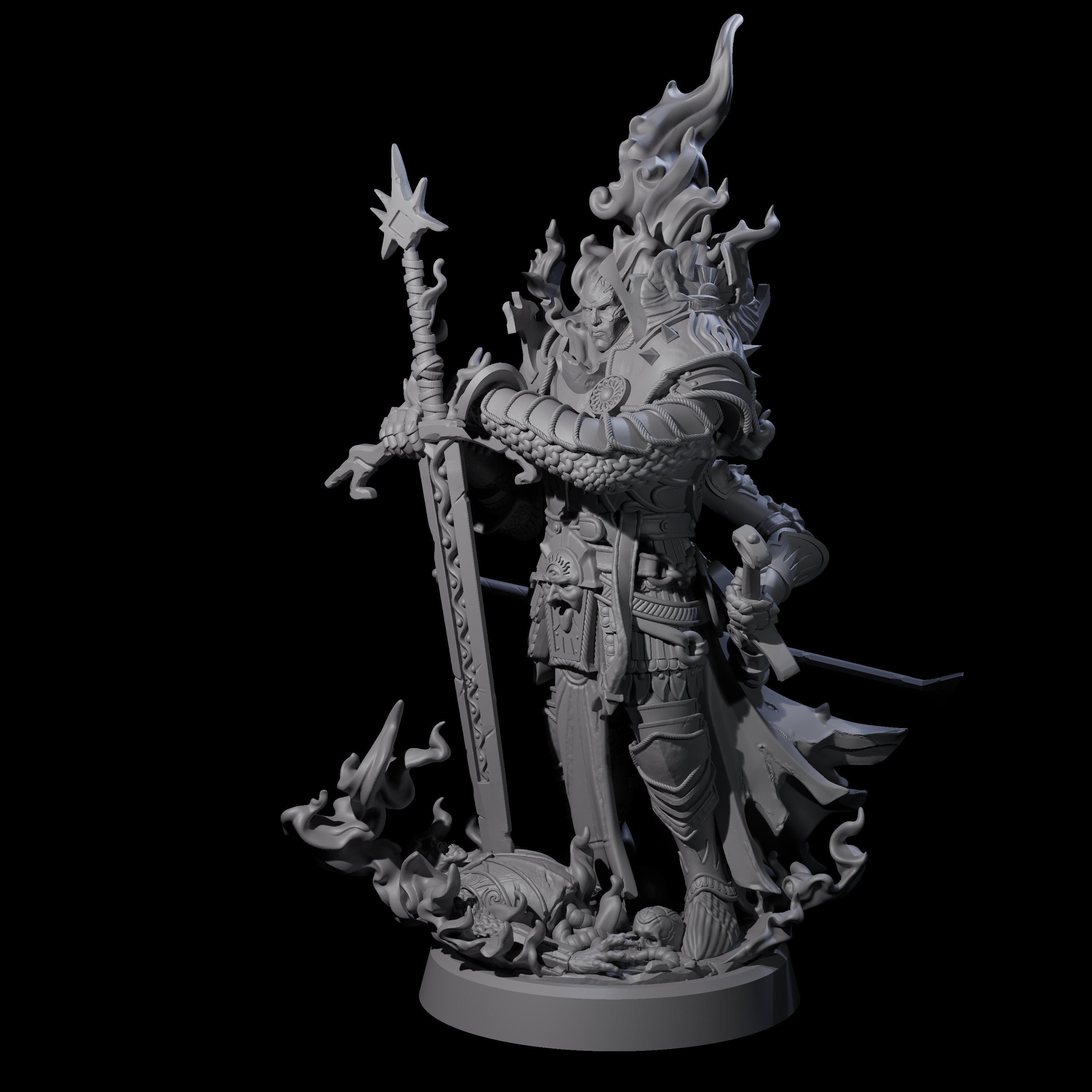 Multi-Armed Cinder Knight Miniature for Dungeons and Dragons, Pathfinder or other TTRPGs