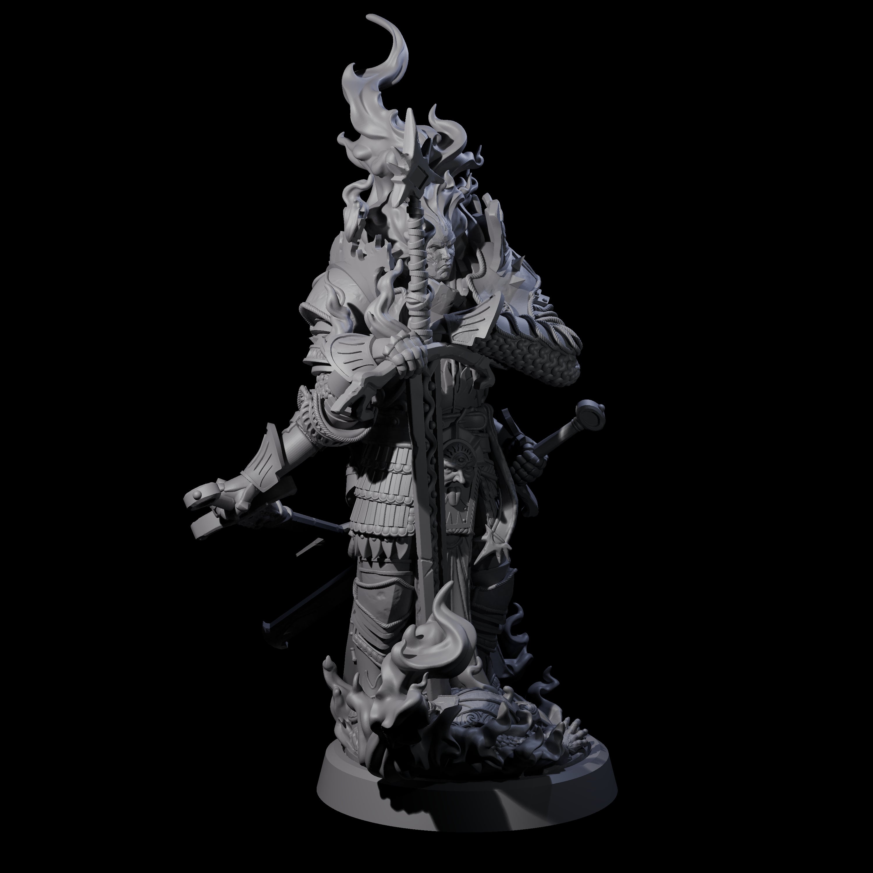 Multi-Armed Cinder Knight Miniature for Dungeons and Dragons, Pathfinder or other TTRPGs