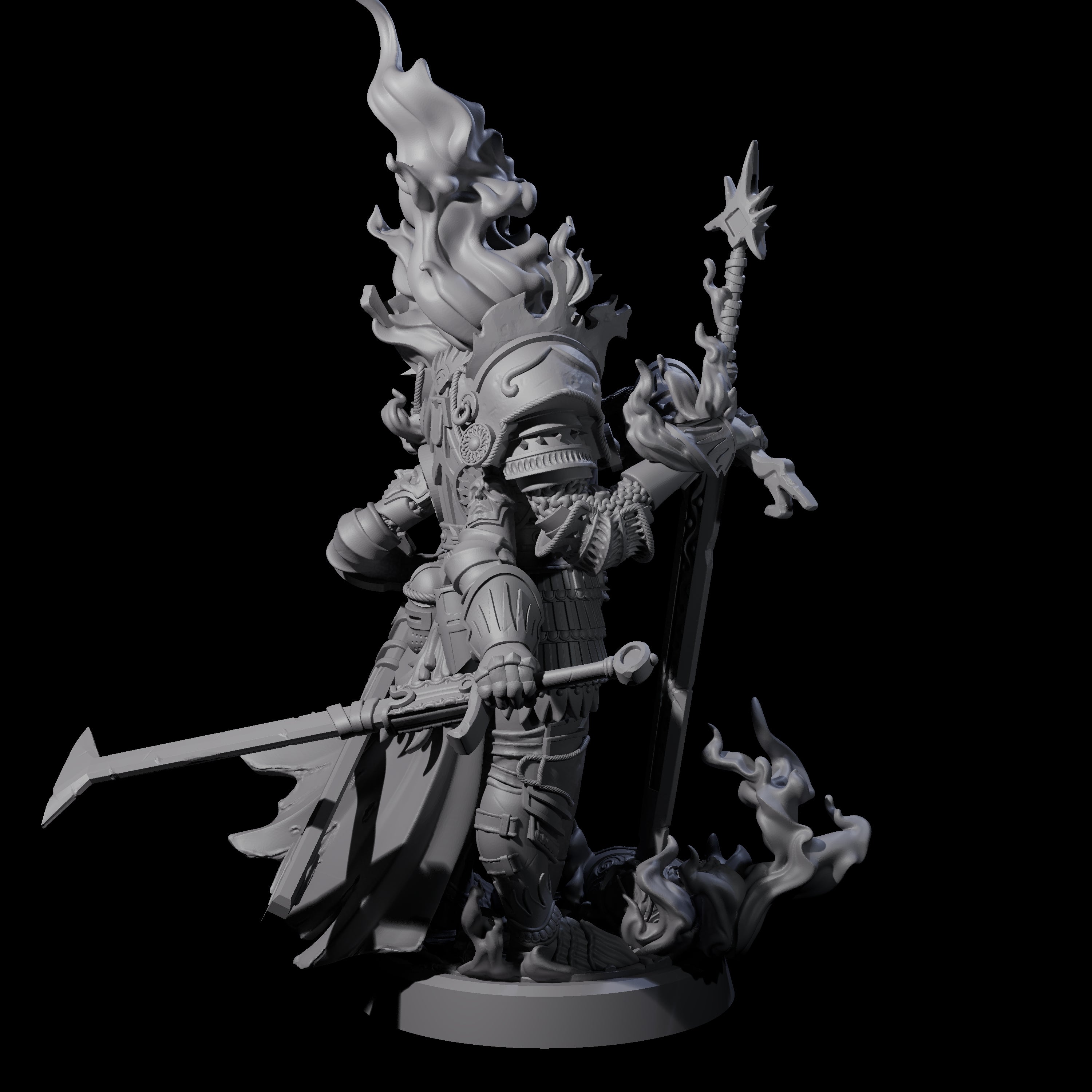 Multi-Armed Cinder Knight Miniature for Dungeons and Dragons, Pathfinder or other TTRPGs