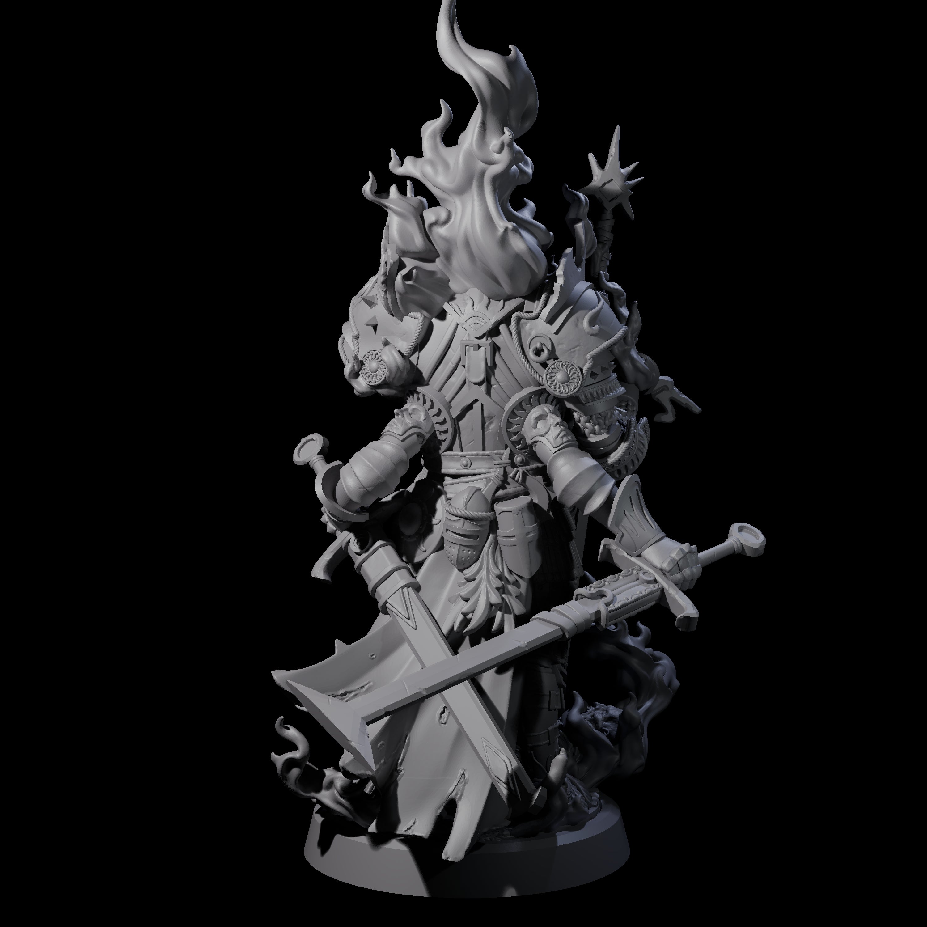 Multi-Armed Cinder Knight Miniature for Dungeons and Dragons, Pathfinder or other TTRPGs