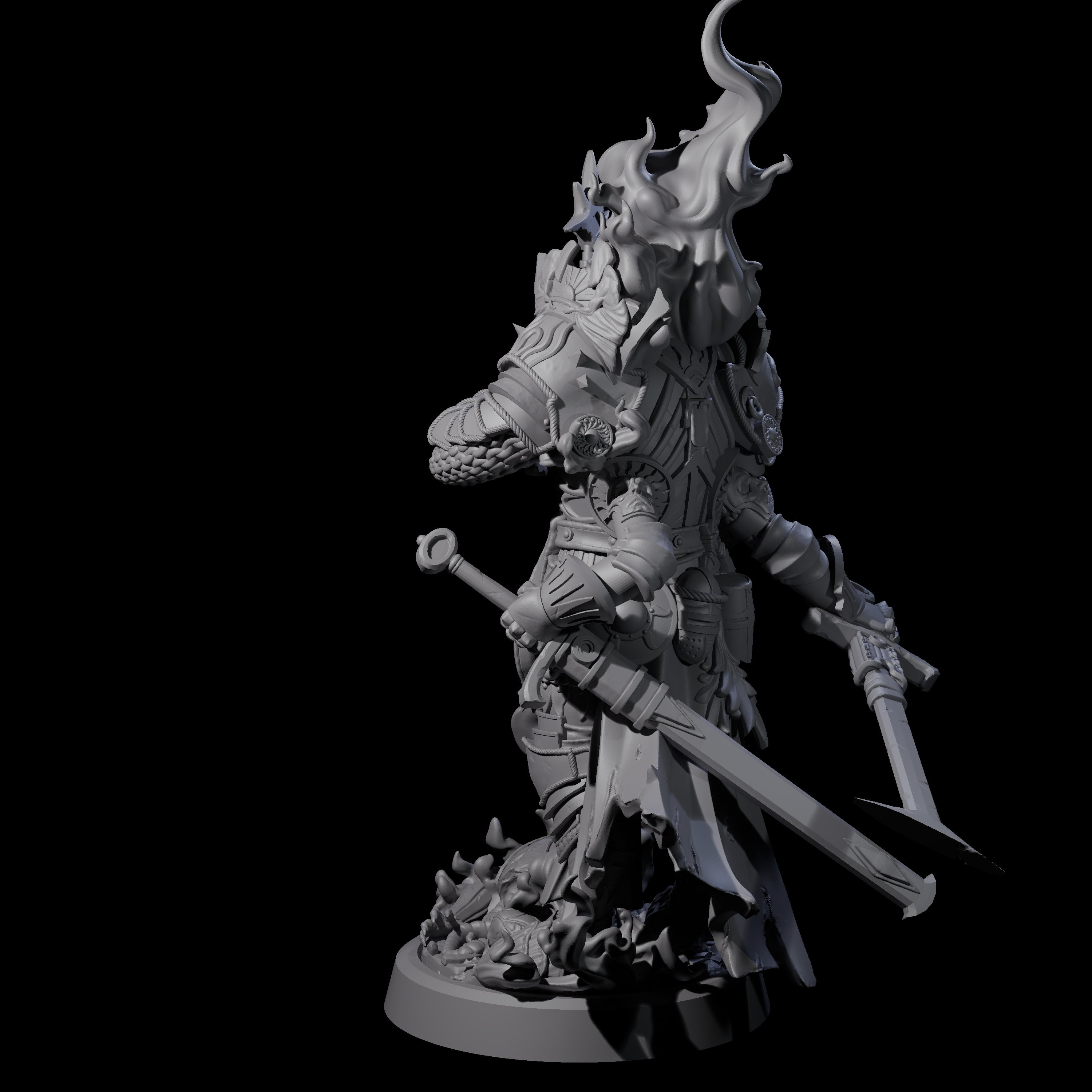 Multi-Armed Cinder Knight Miniature for Dungeons and Dragons, Pathfinder or other TTRPGs
