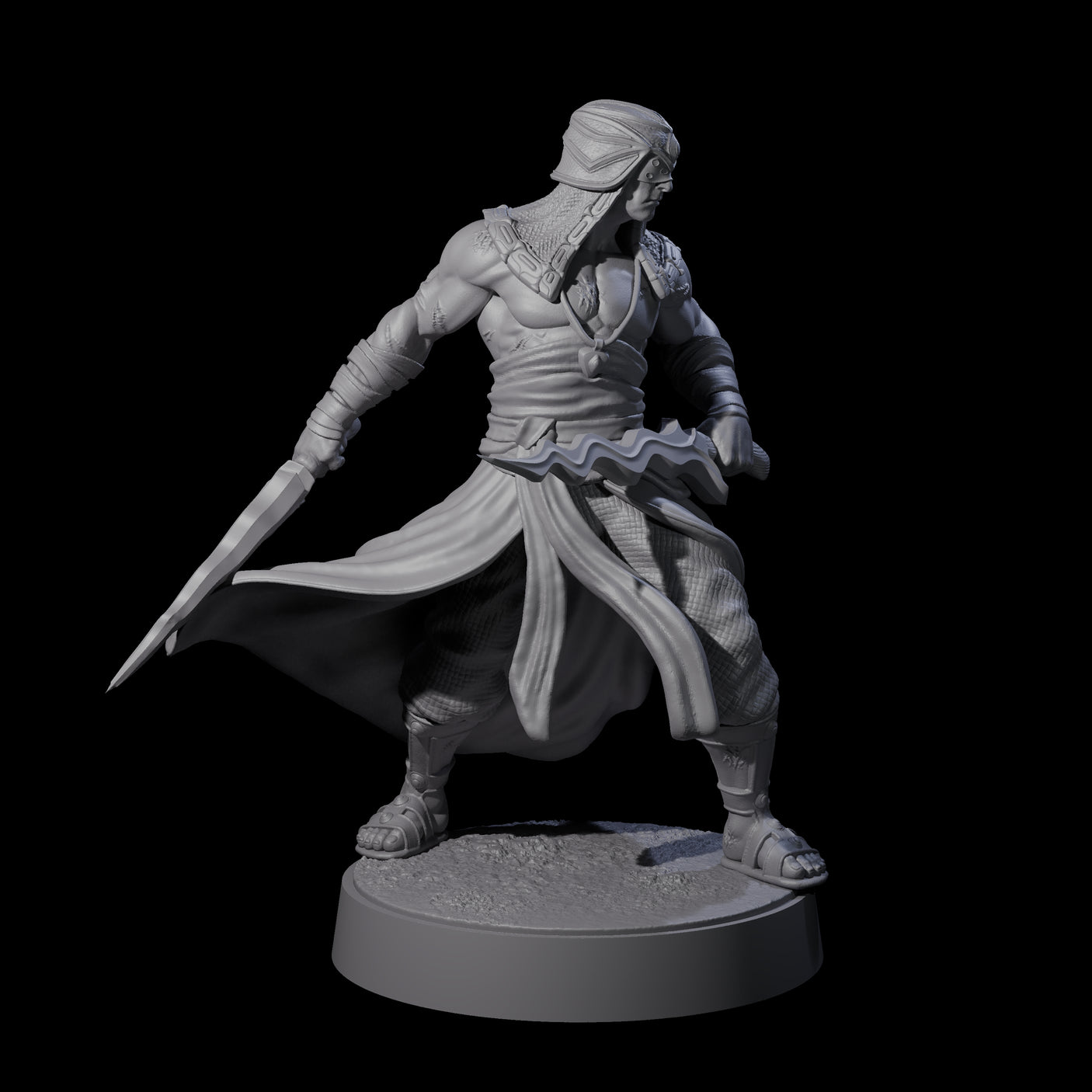 Muscled Death Cultist D Miniature for Dungeons and Dragons, Pathfinder or other TTRPGs