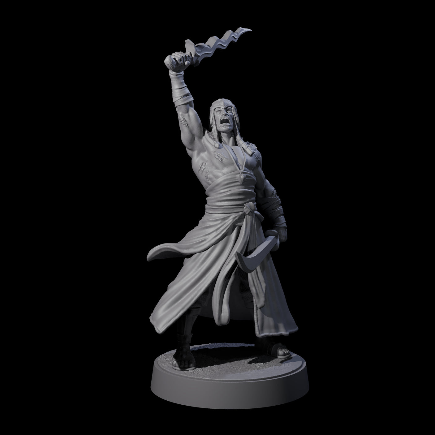 Muscled Death Cultist H Miniature for Dungeons and Dragons, Pathfinder or other TTRPGs