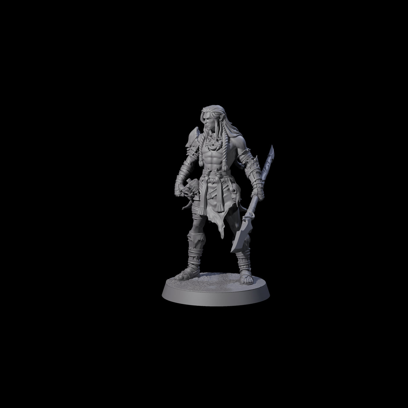 Muscular Elf Frost Guardian A Miniature for Dungeons and Dragons, Pathfinder or other TTRPGs