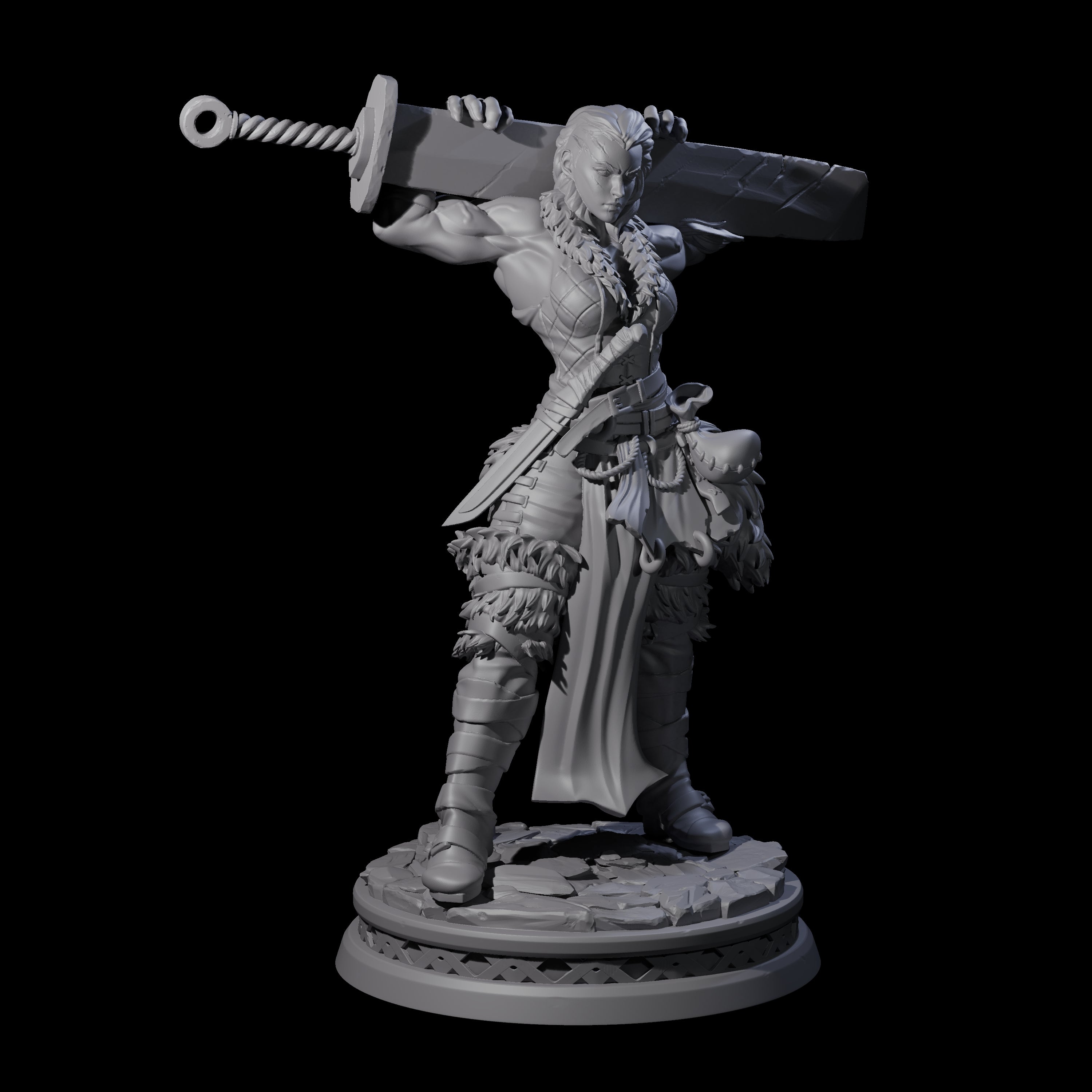 Muscular Female Barbarian Miniature for Dungeons and Dragons, Pathfinder or other TTRPGs