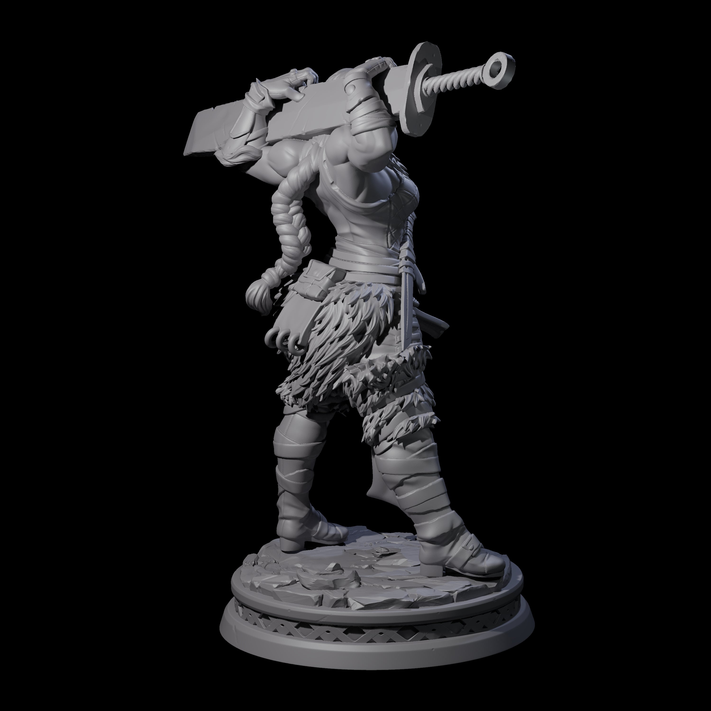Muscular Female Barbarian Miniature for Dungeons and Dragons, Pathfinder or other TTRPGs
