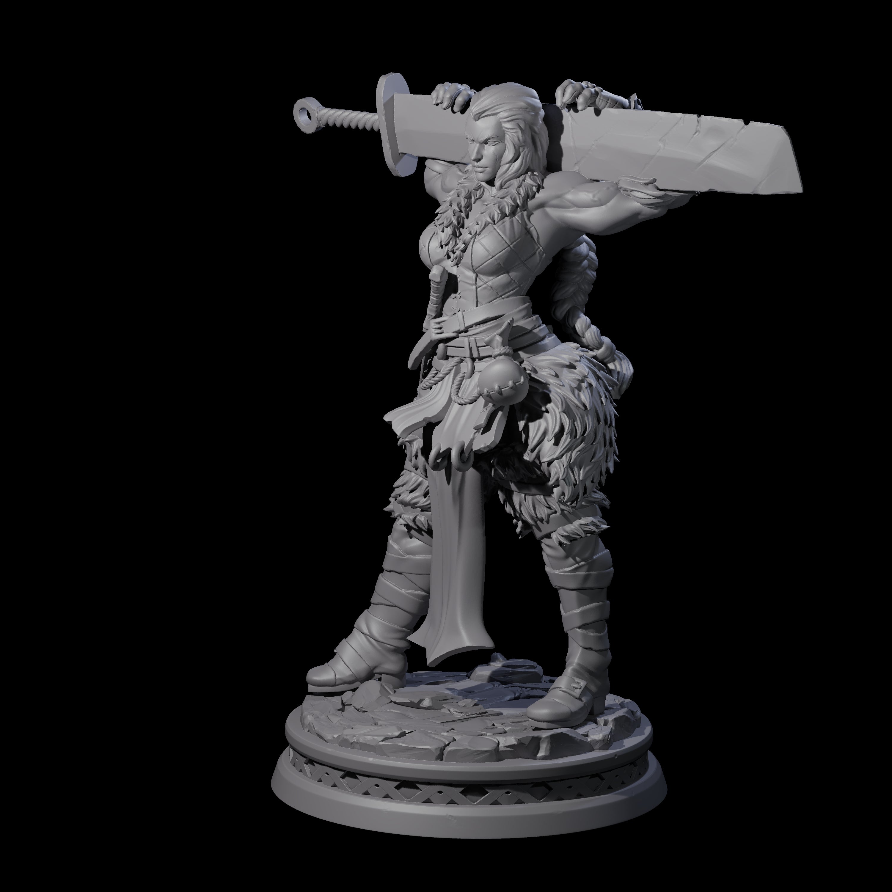 Muscular Female Barbarian Miniature for Dungeons and Dragons, Pathfinder or other TTRPGs